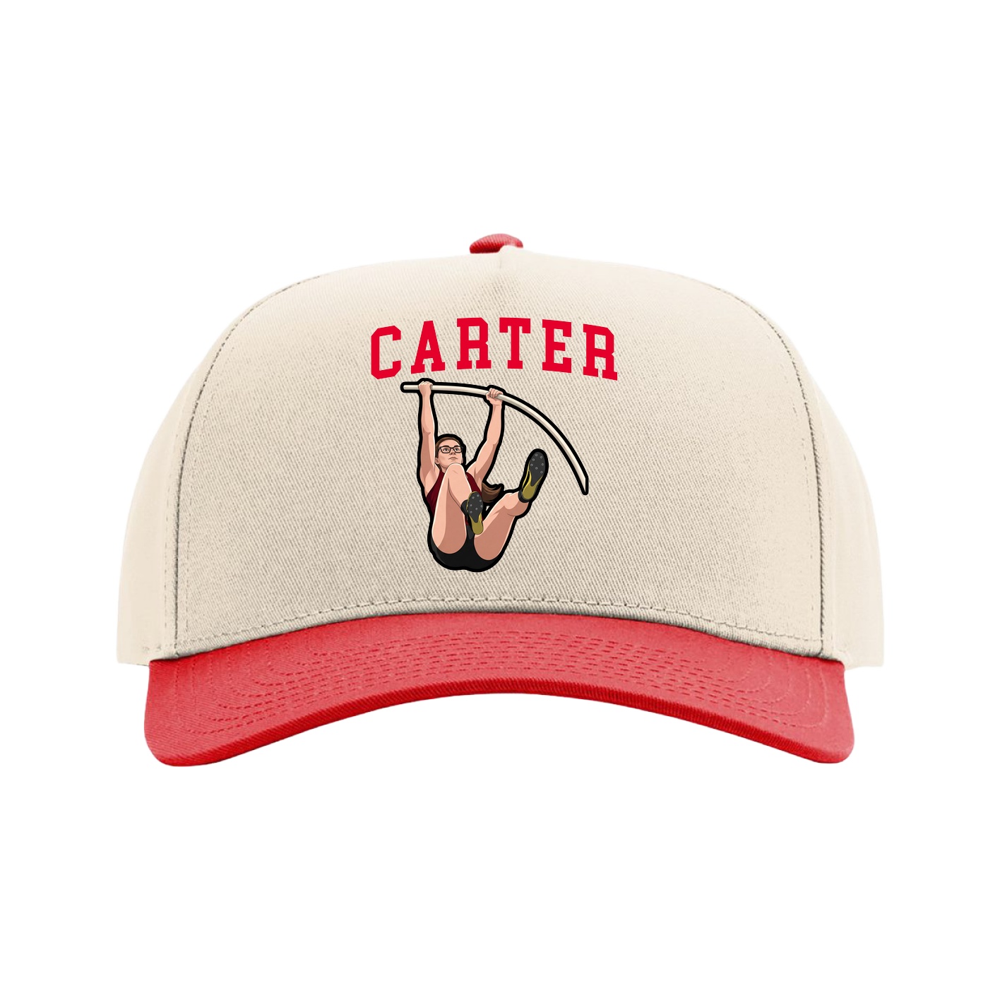 Full Fabric Five-Panel Champ Cap — Shirsey in Cream/Red