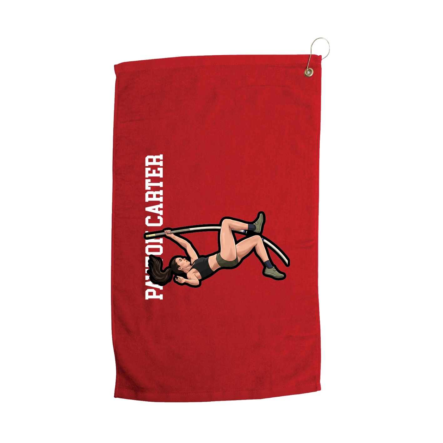Golf Towel — Name Vertical in Red