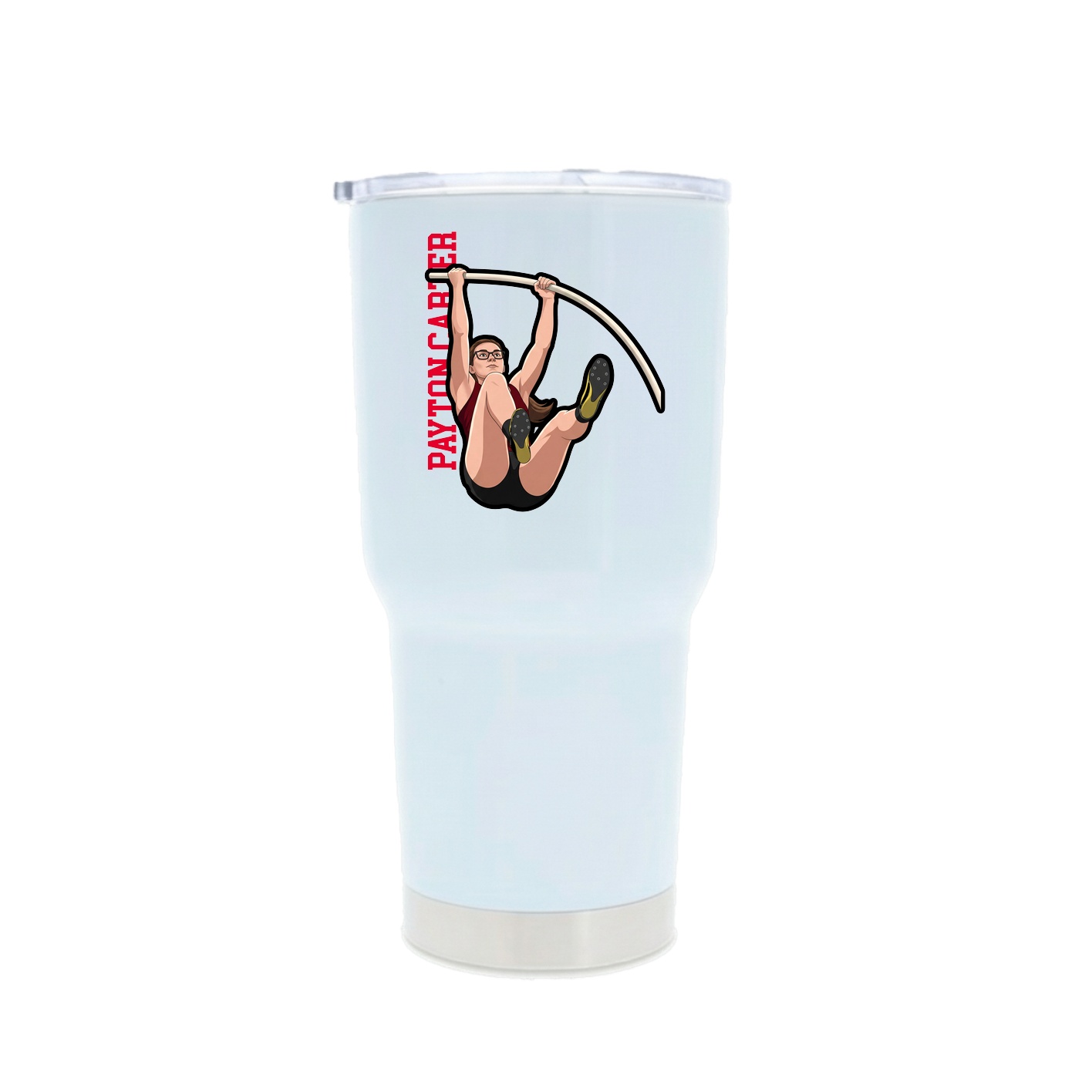 30oz Stainless Steel Tumbler — Name Vertical in White
