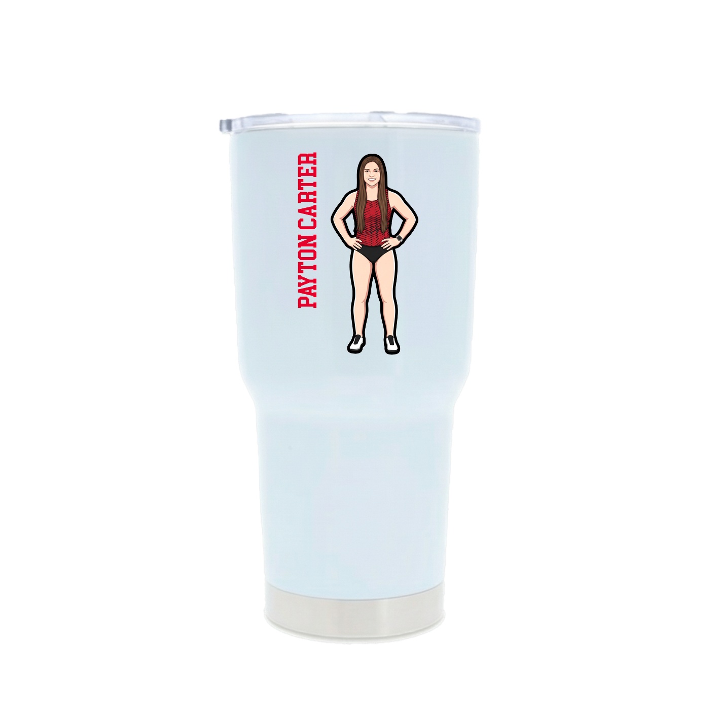 30oz Stainless Steel Tumbler — Name Vertical in White