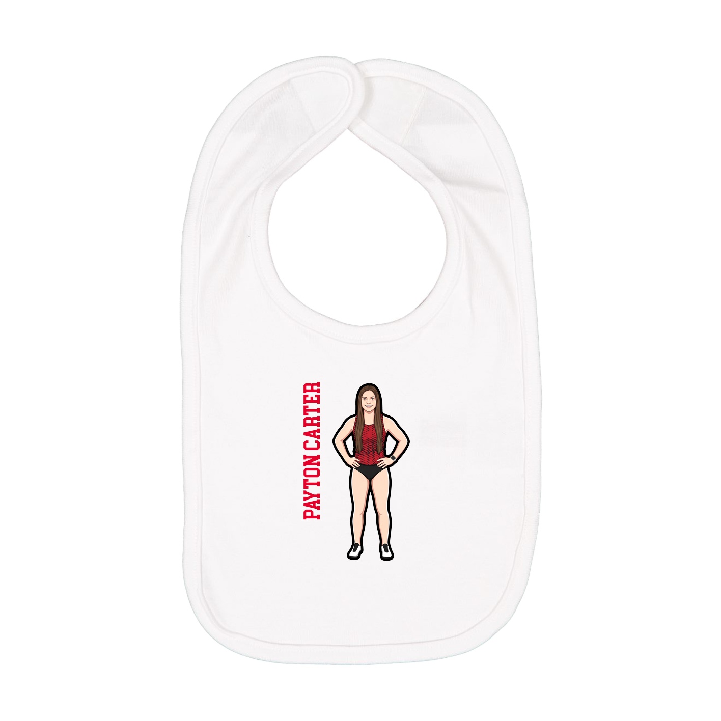 Infant Bib — Name Vertical in White