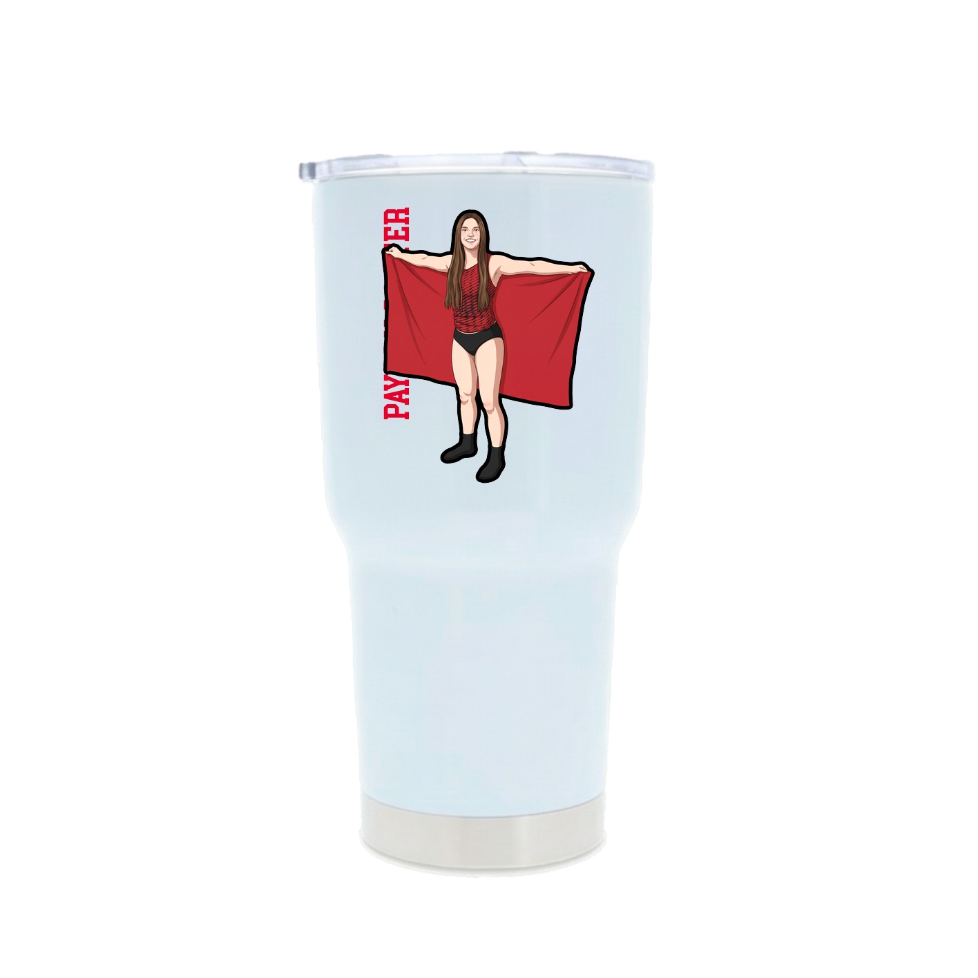 30oz Stainless Steel Tumbler — Name Vertical in White
