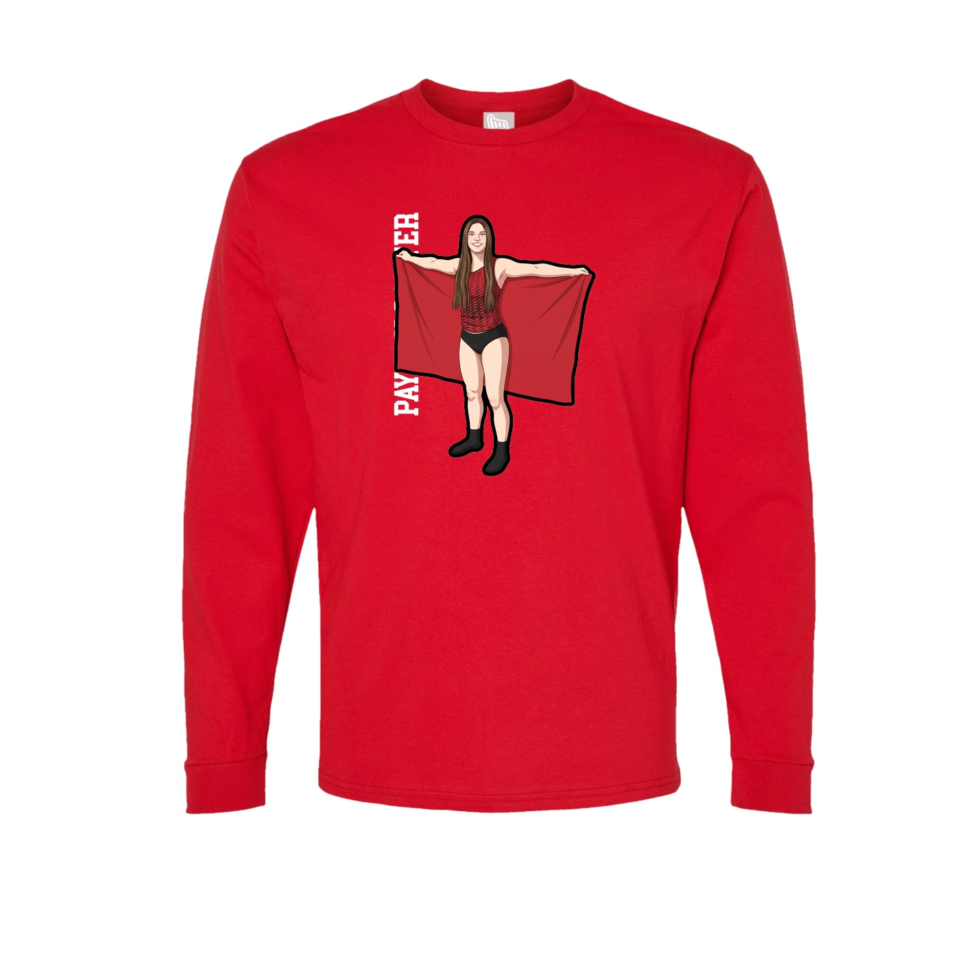 Long Sleeve Tee — Name Vertical in Red