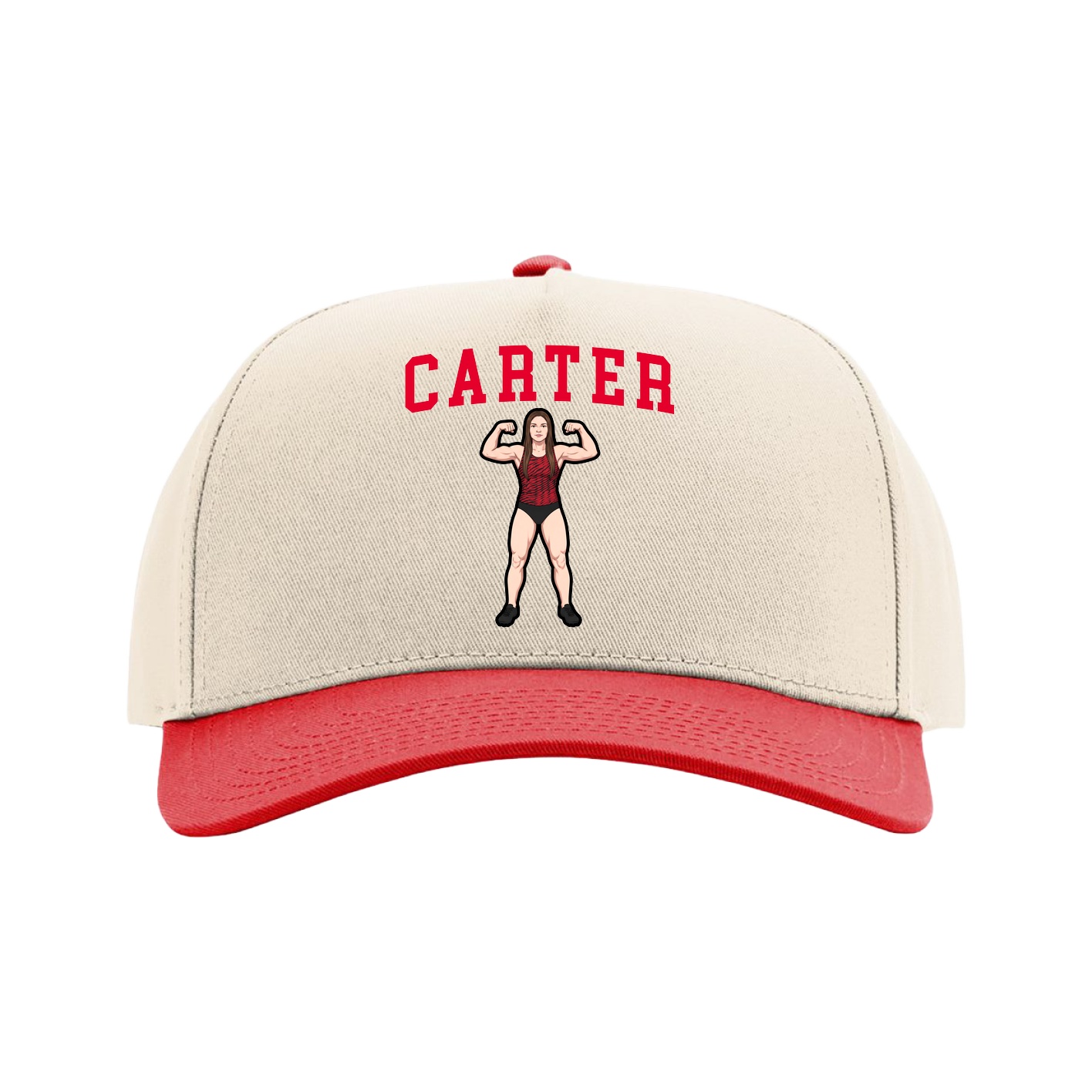Full Fabric Five-Panel Champ Cap — Shirsey in Cream/Red