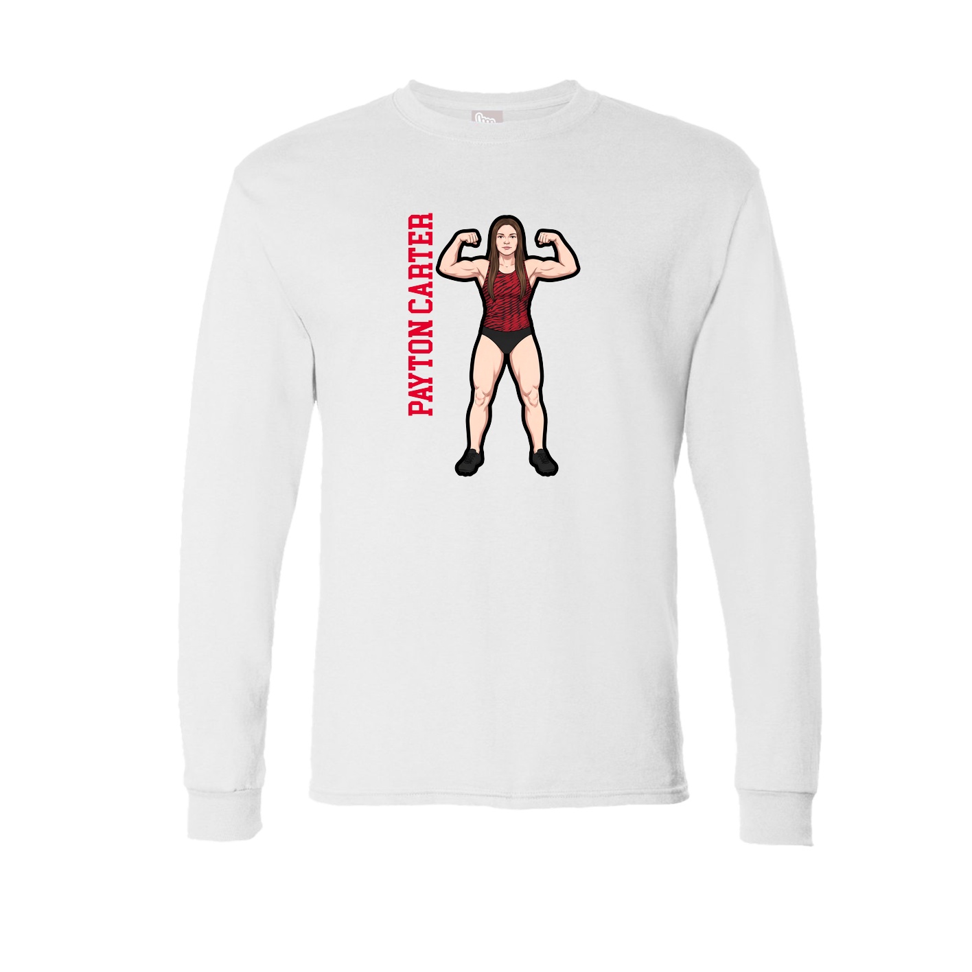 Long Sleeve Tee — Name Vertical in White