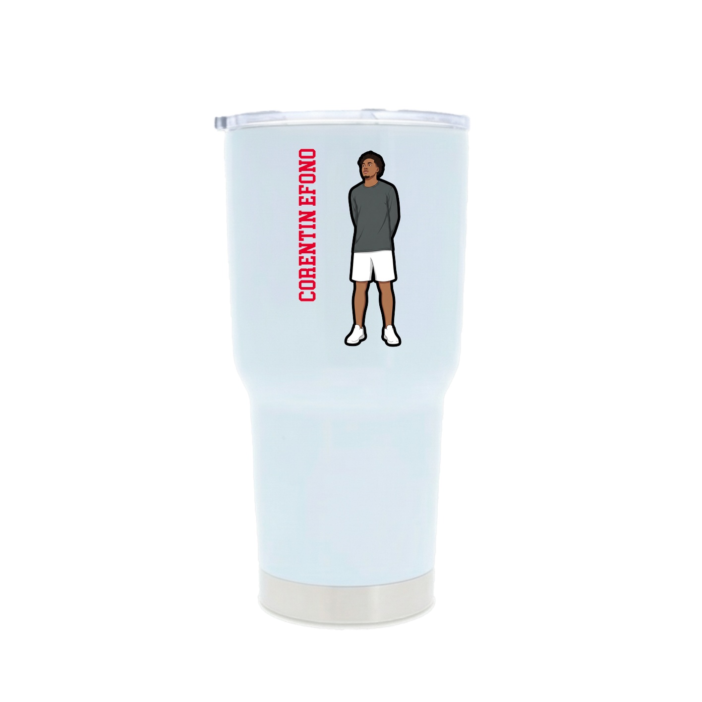 30oz Stainless Steel Tumbler — Name Vertical in White