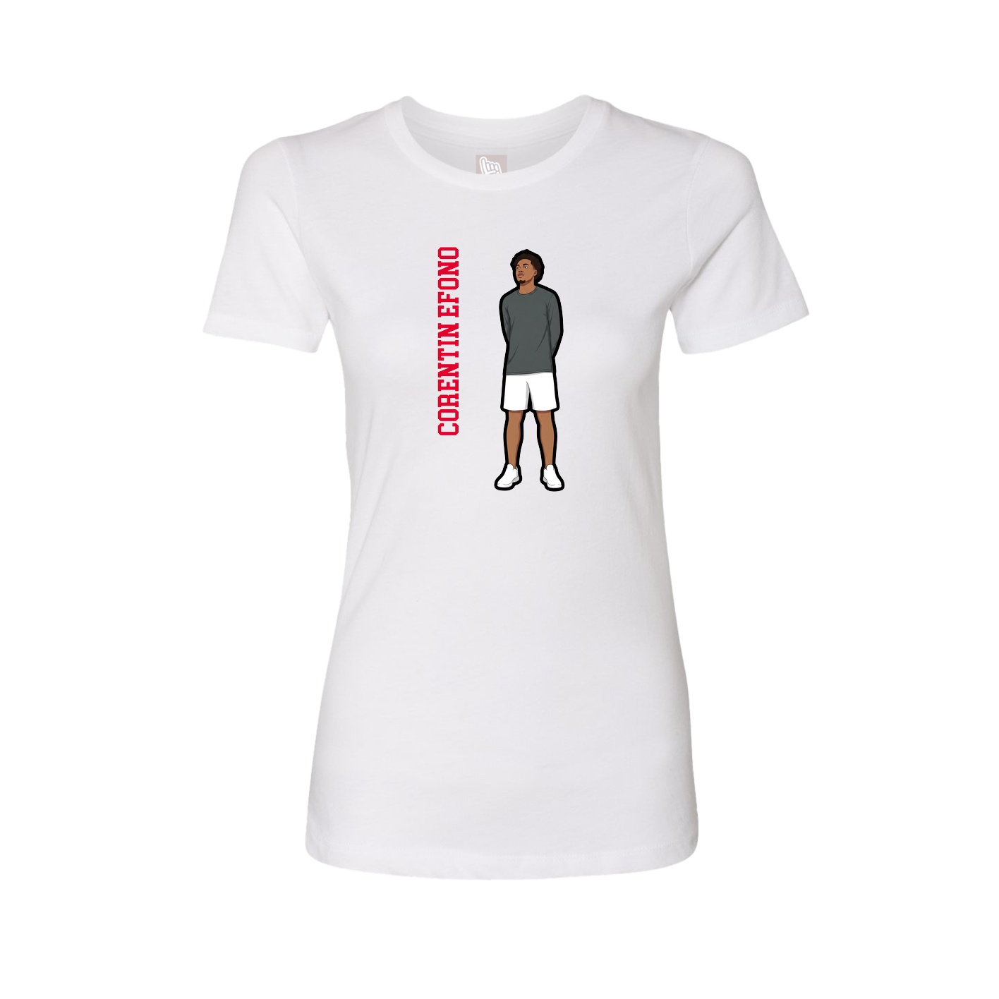 Womens Tee — Name Vertical in White