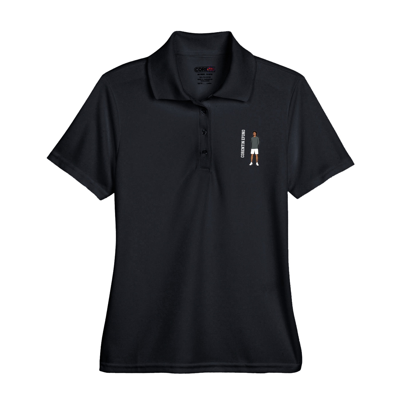 Womens Performance Polo — Name Vertical in Black