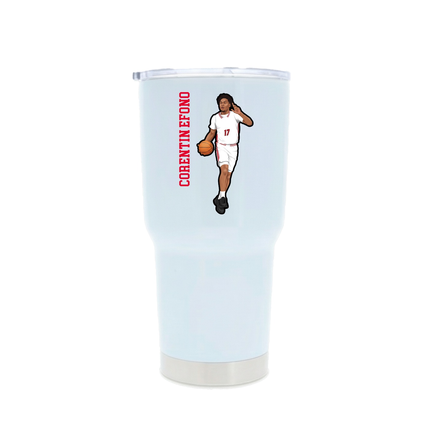 30oz Stainless Steel Tumbler — Name Vertical in White
