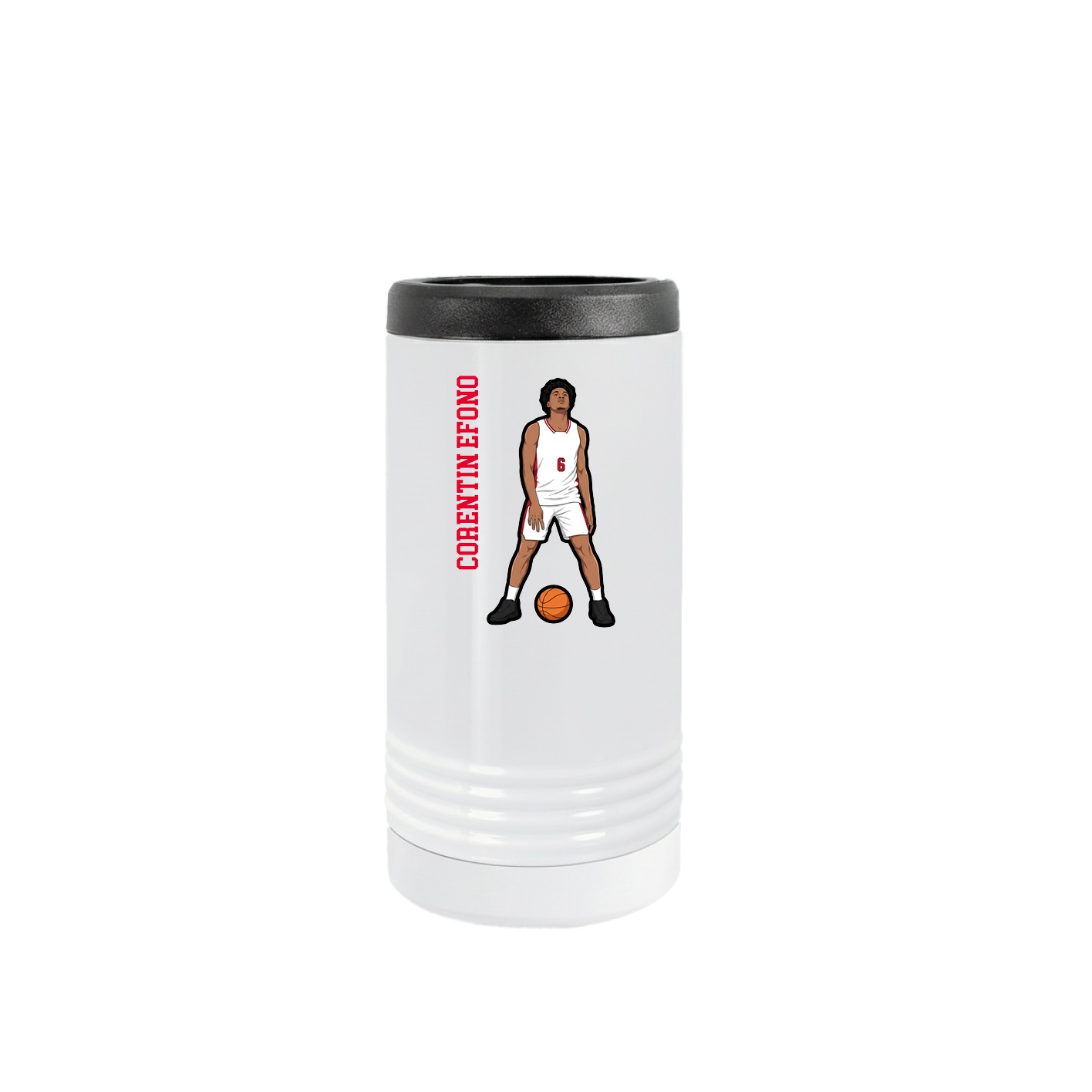 Slim Beverage Holder — Name Vertical in White