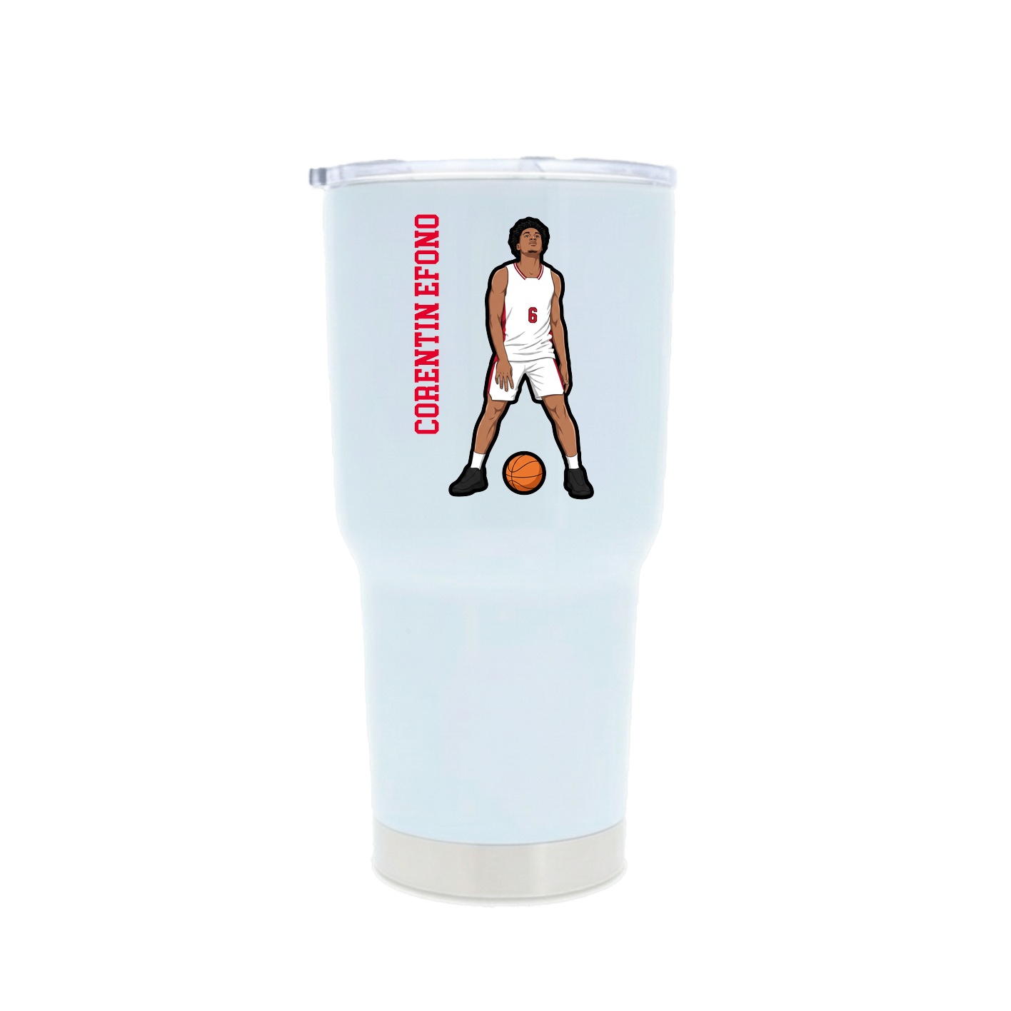 30oz Stainless Steel Tumbler — Name Vertical in White