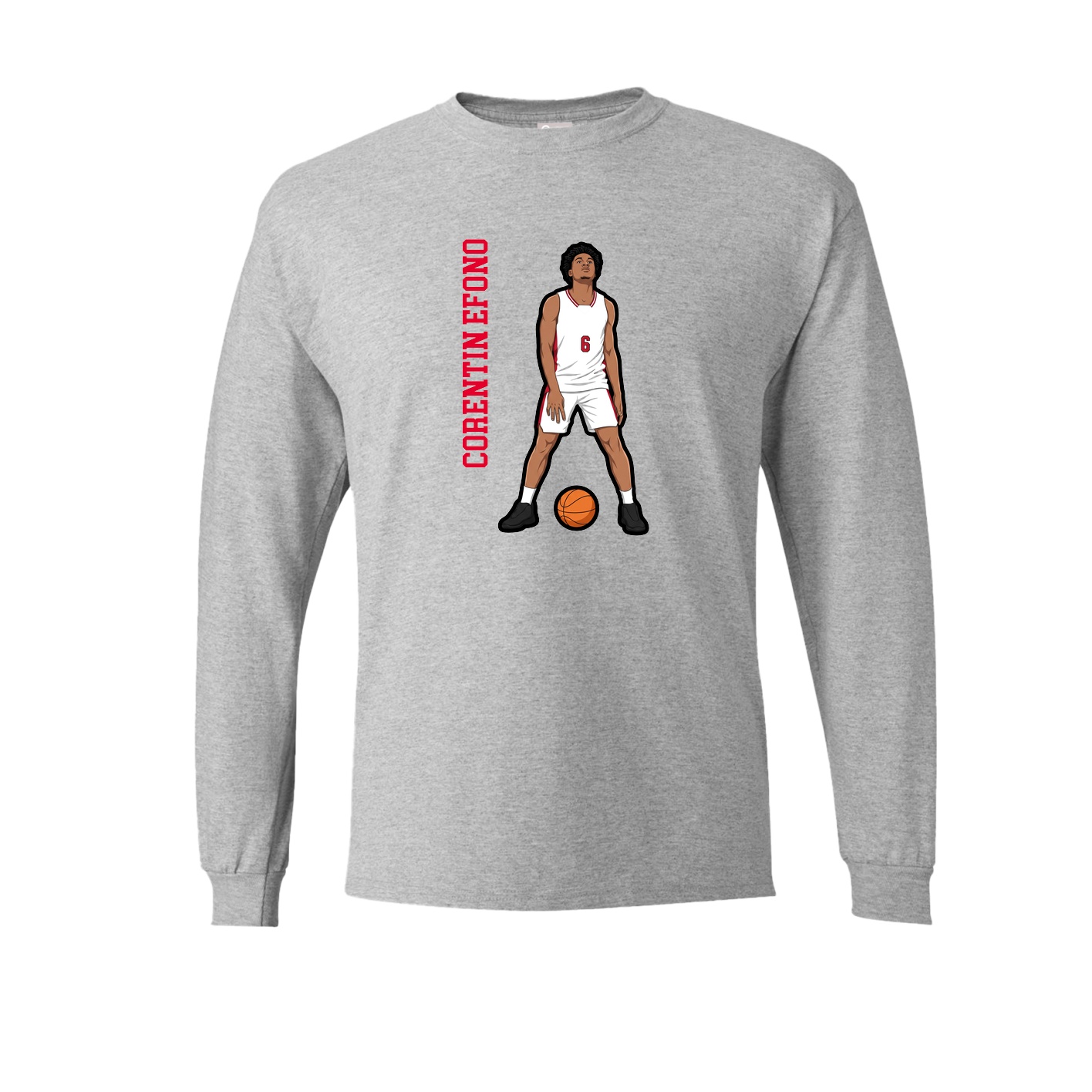 Long Sleeve Tee — Name Vertical in Grey