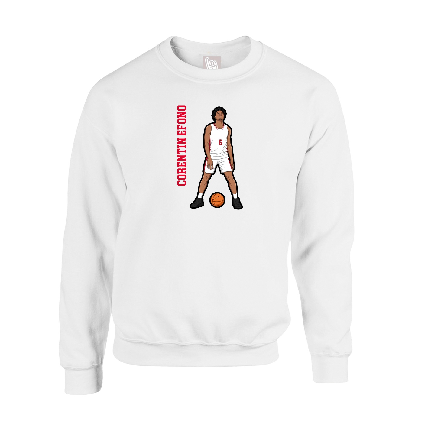 Fleece Crew — Name Vertical in White