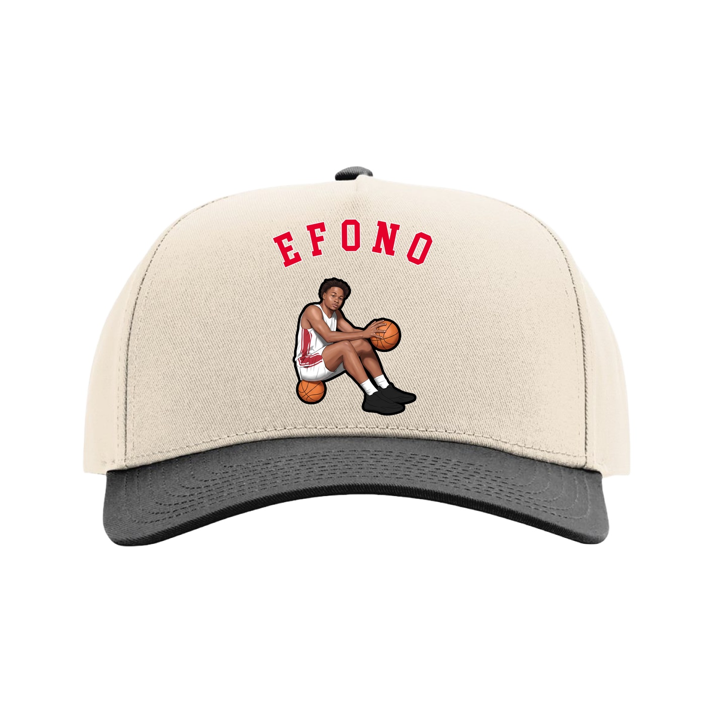 Full Fabric Five-Panel Champ Cap — Shirsey Arch in Cream/Black