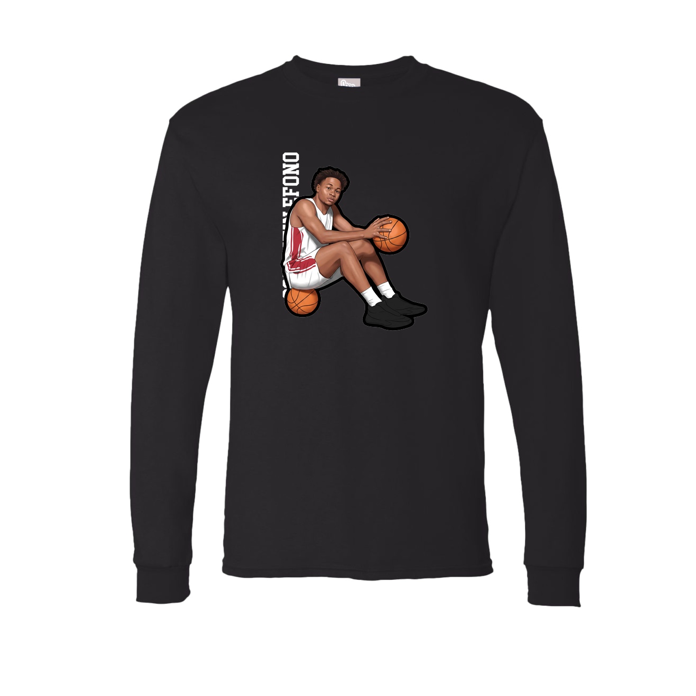 Long Sleeve Tee — Name Vertical in Black