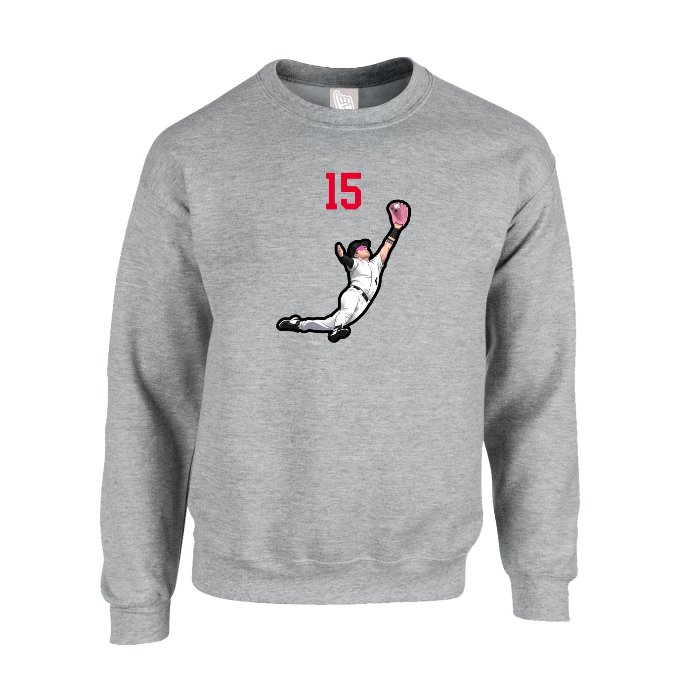 Fleece Crew — Number Top in Grey