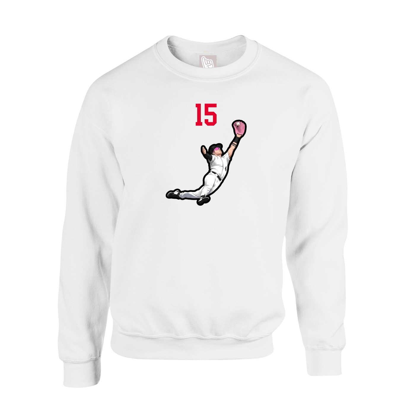 Fleece Crew — Number Top in White