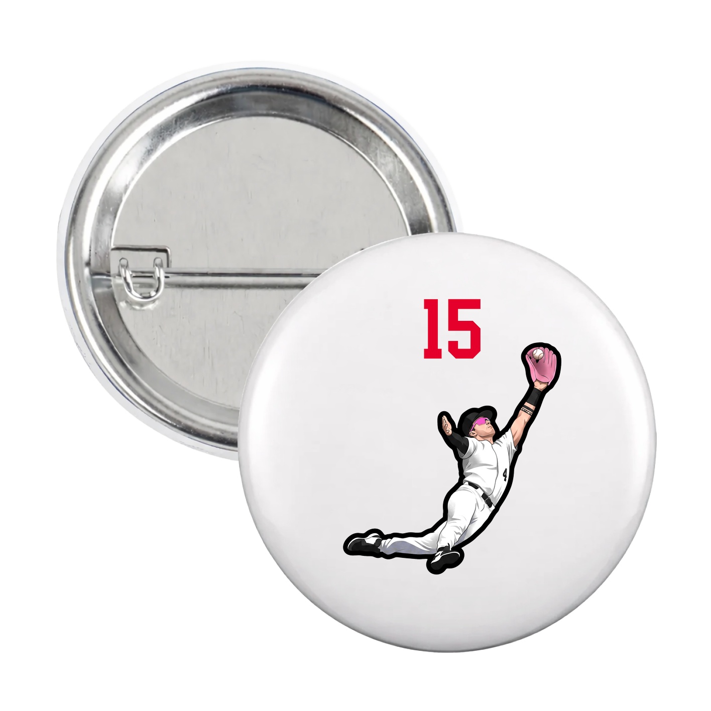 Game Day Button — Number Top in White