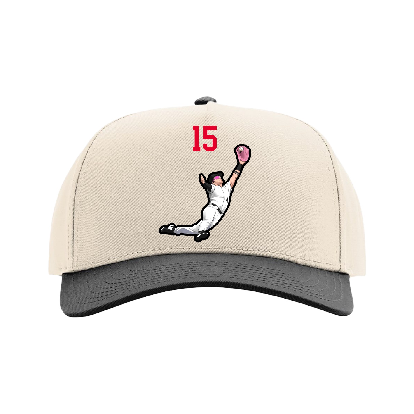 Full Fabric Five-Panel Champ Cap — Number Top in Cream/Black