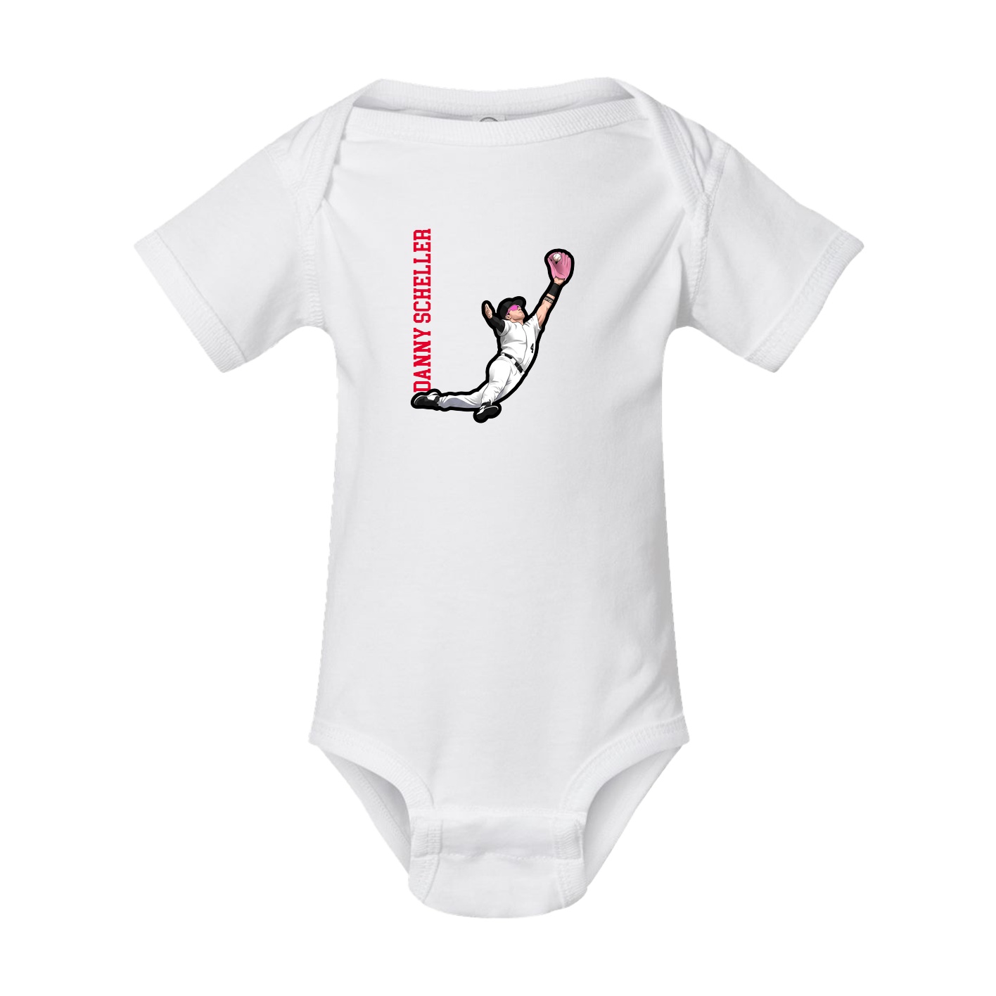 Baby Onesie — Name Vertical in White