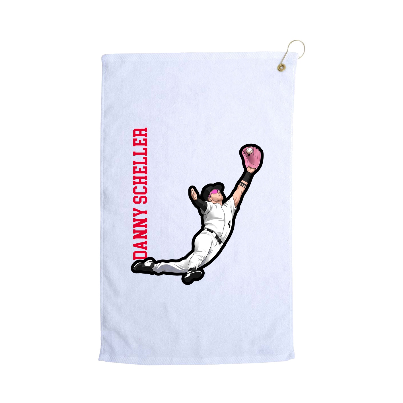Golf Towel — Name Vertical in White