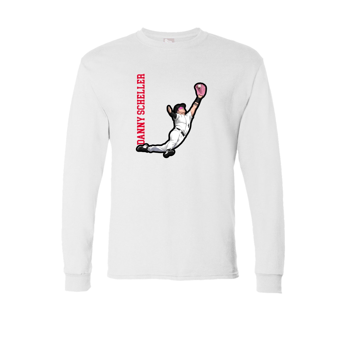 Long Sleeve Tee — Name Vertical in White