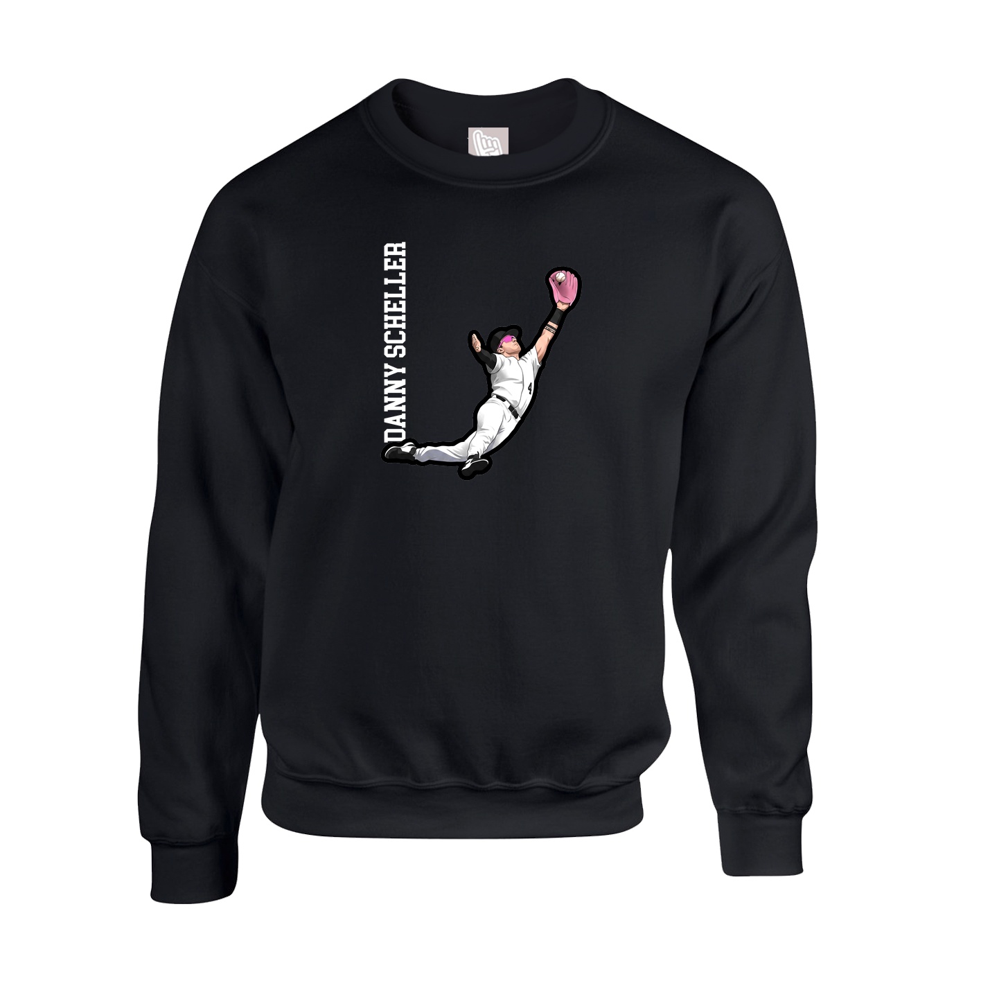 Fleece Crew — Name Vertical in Black