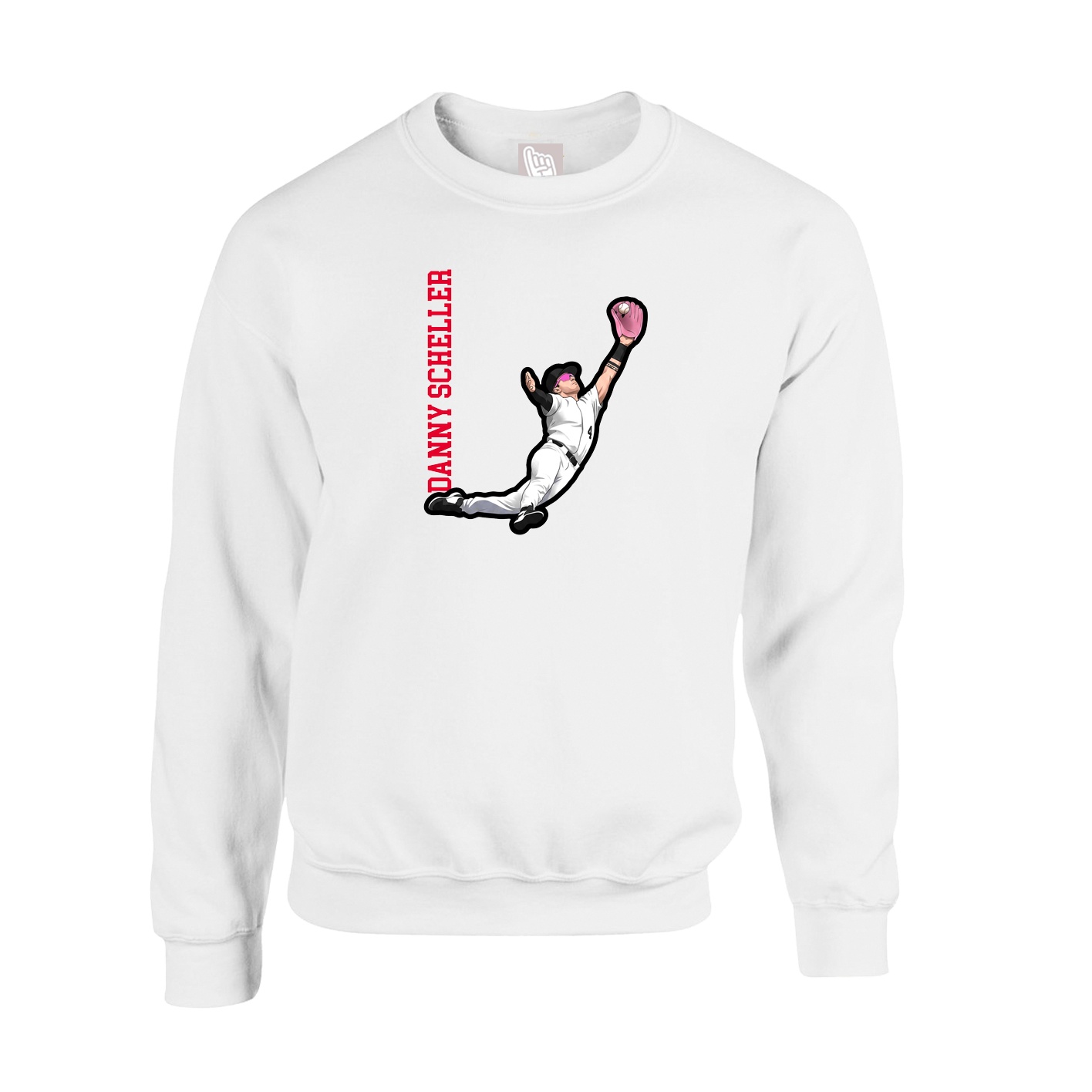 Fleece Crew — Name Vertical in White