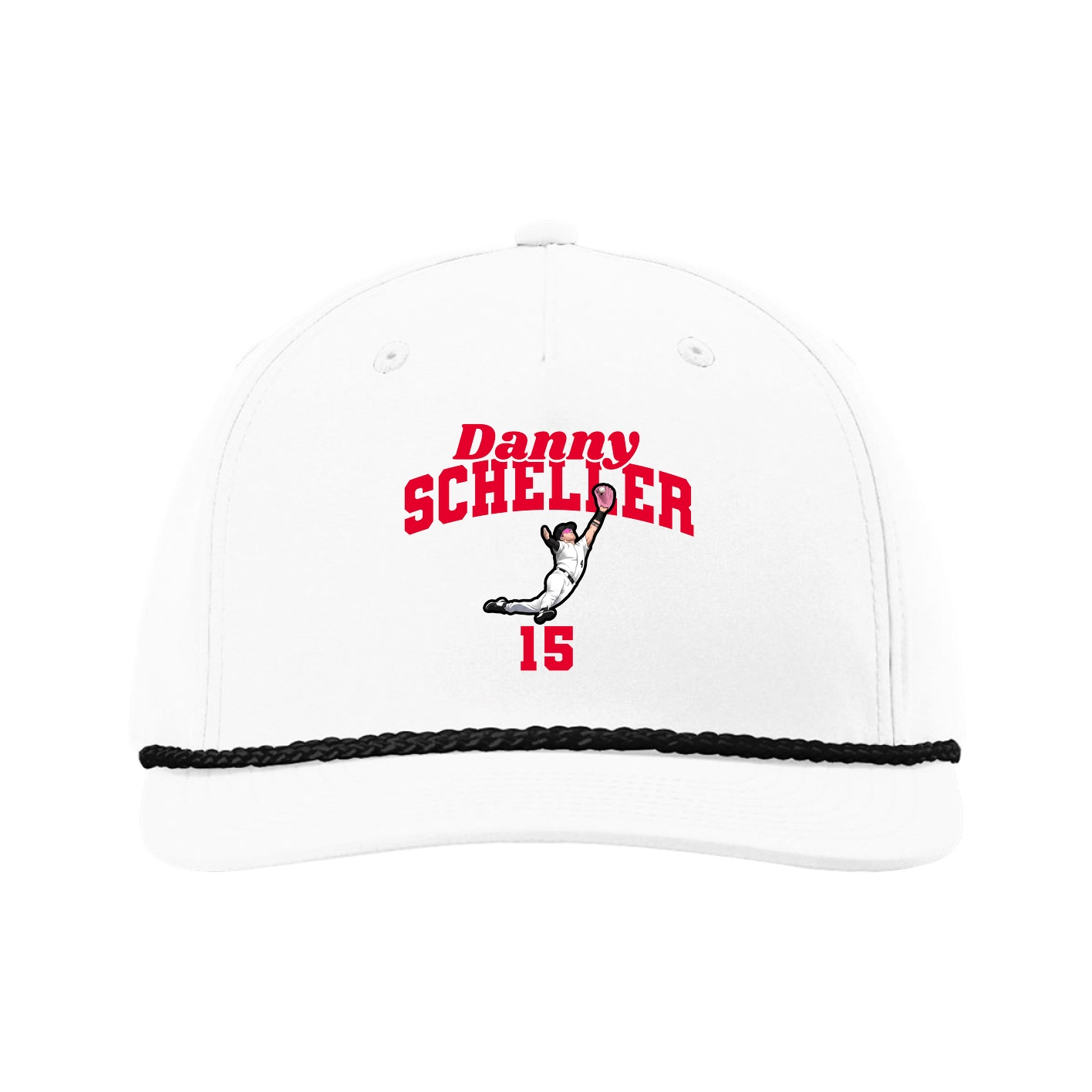 Five-Panel Classic Rope Cap — Signature Arch in White