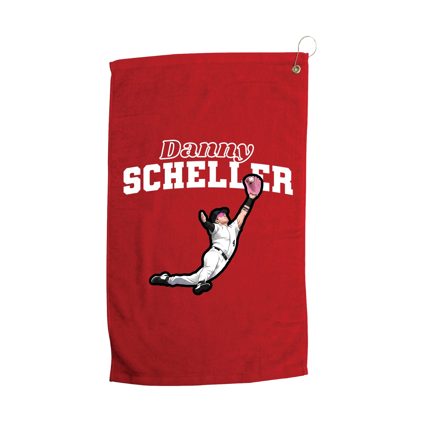 Golf Towel — Name Arch in Red