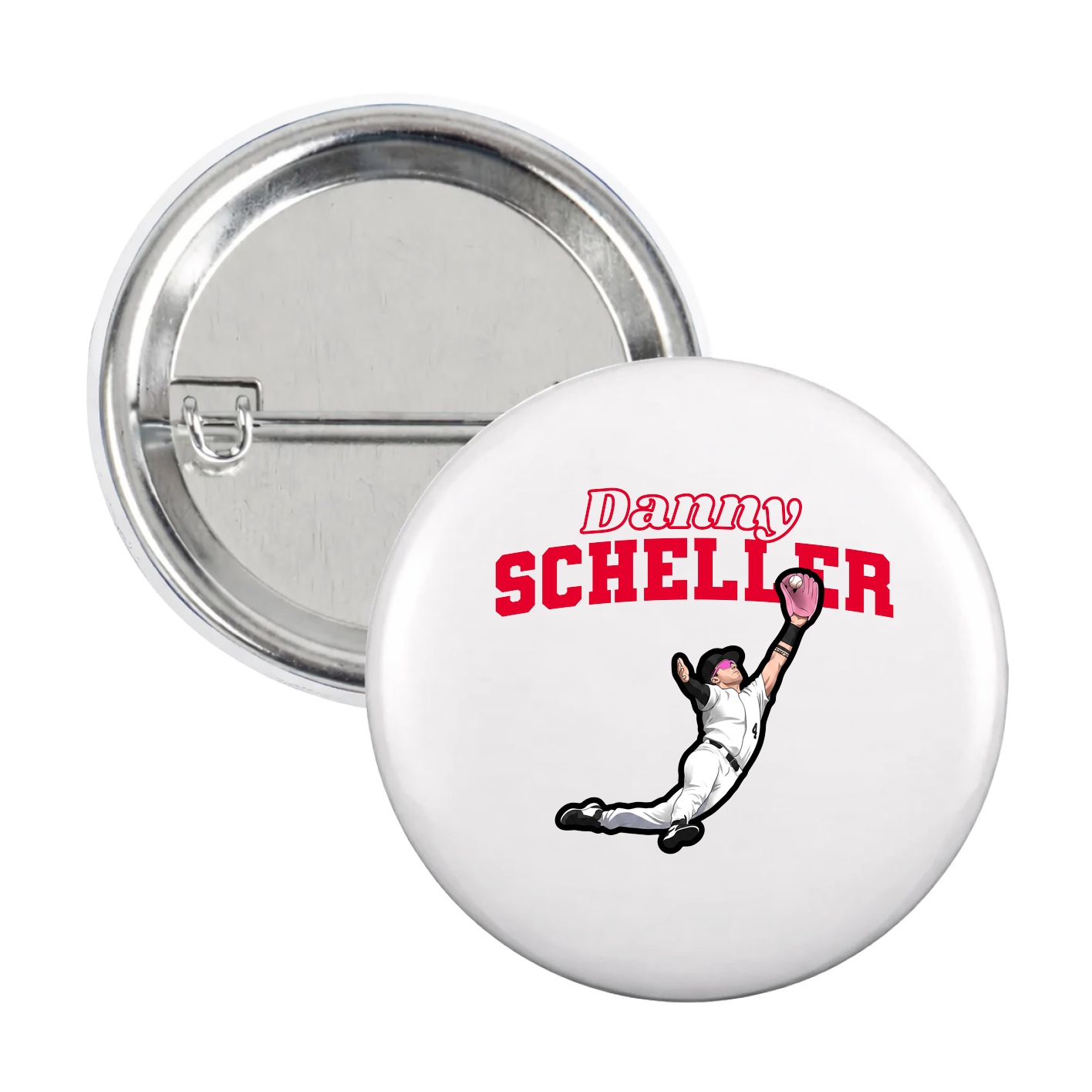 Game Day Button — Name Arch in White
