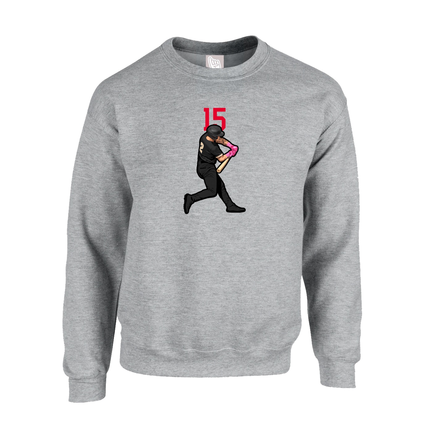 Fleece Crew — Number Top in Grey