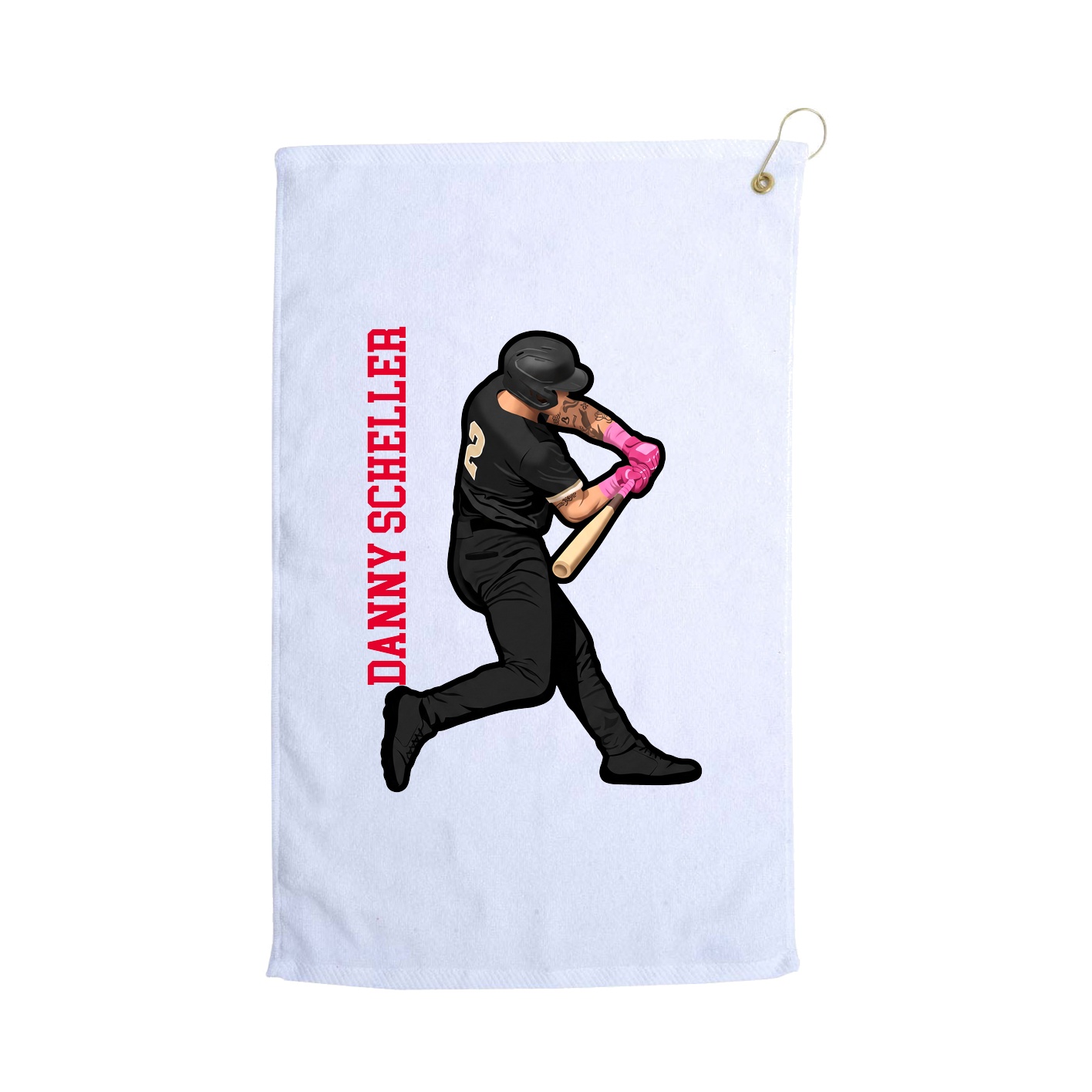 Golf Towel — Name Vertical in White
