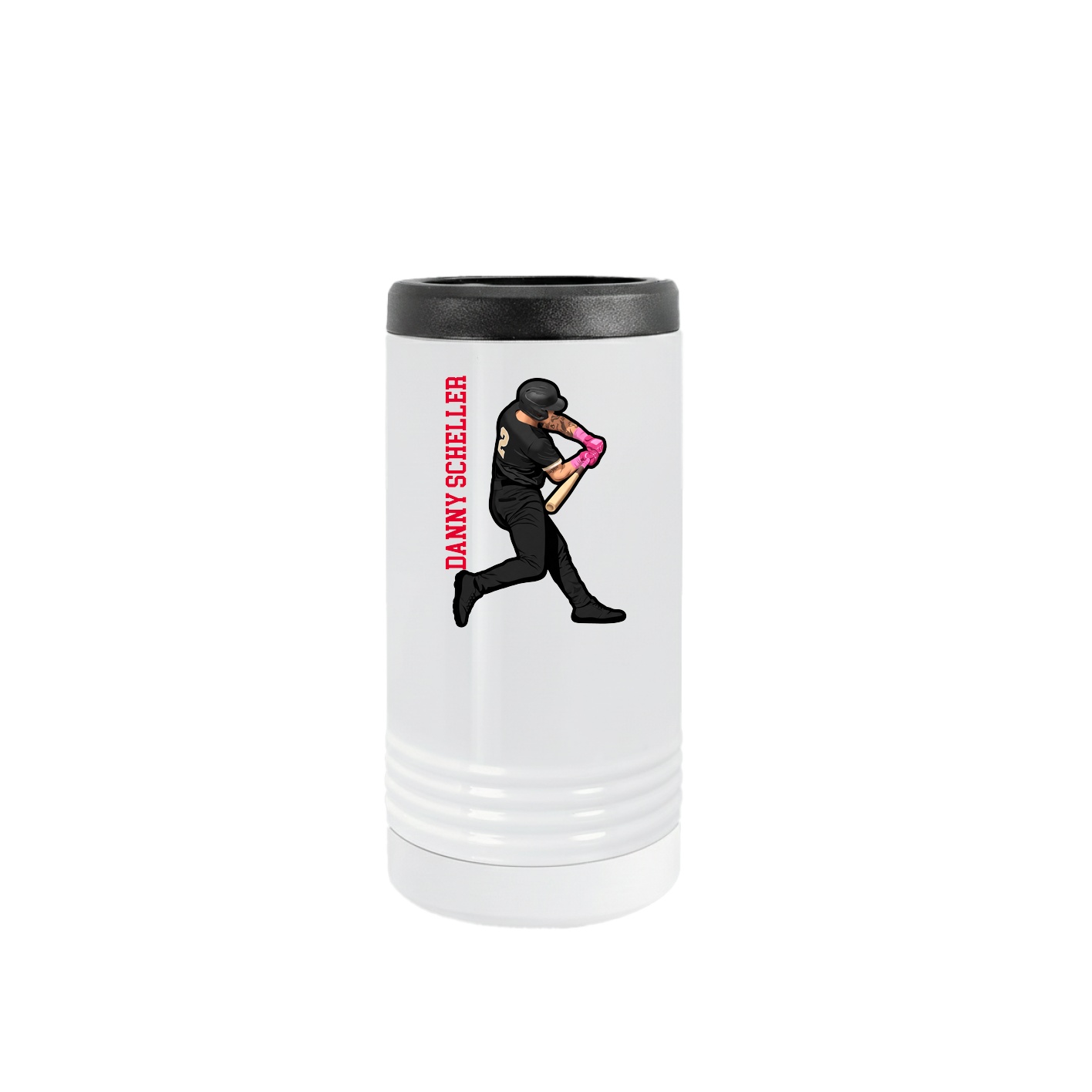 Slim Beverage Holder — Name Vertical in White