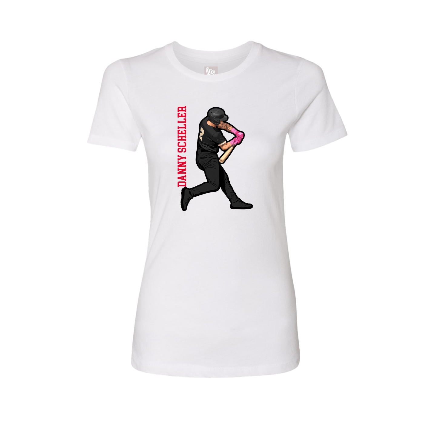 Womens Tee — Name Vertical in White