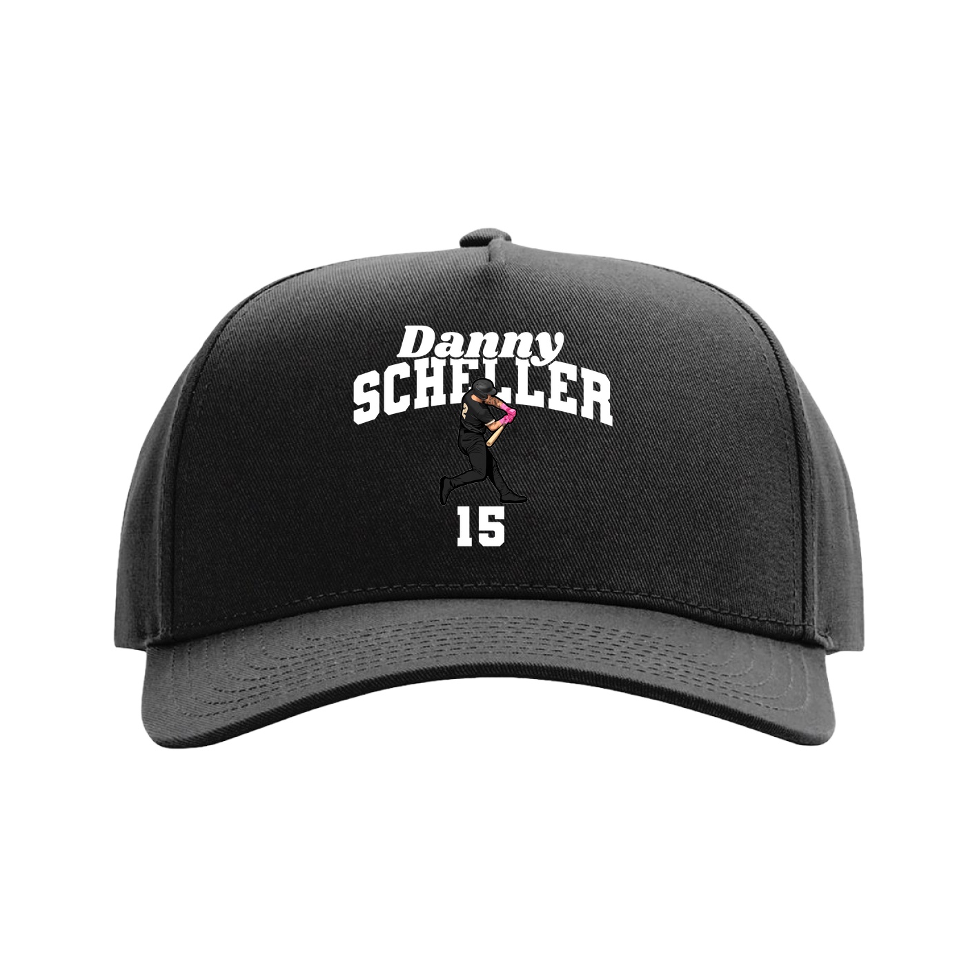 Full Fabric Five-Panel Champ Cap — Signature Arch in Black