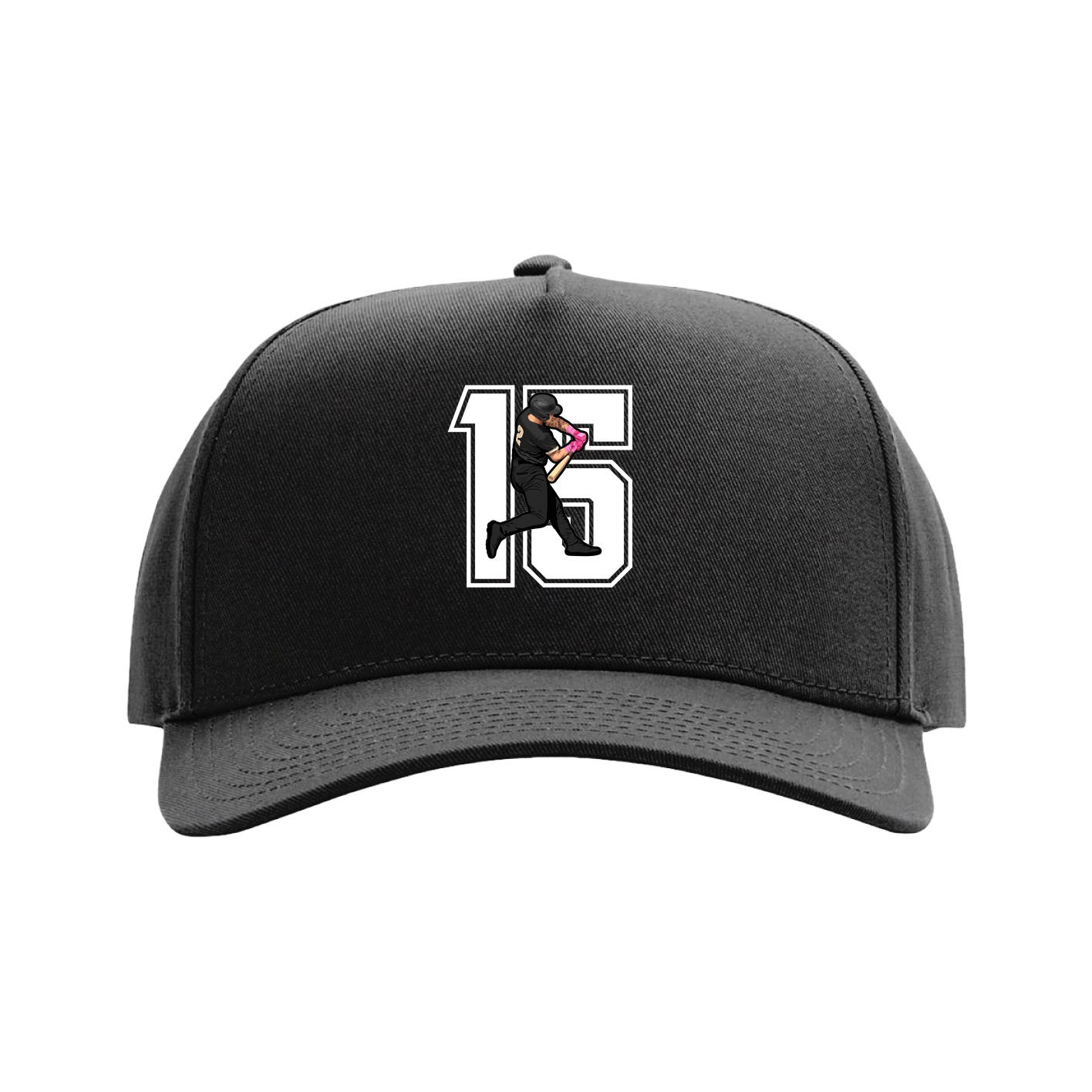 Full Fabric Five-Panel Champ Cap — Number in Black