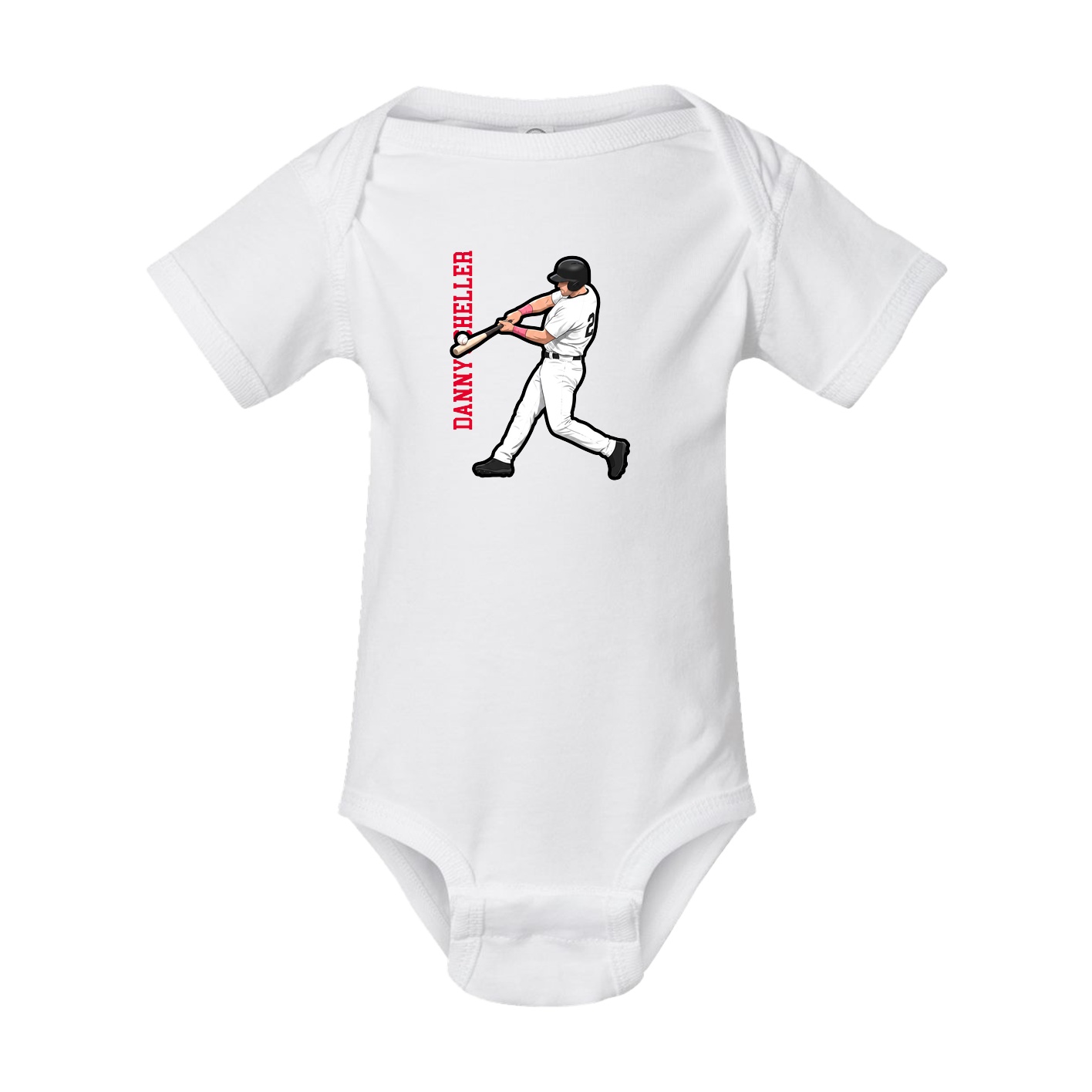 Baby Onesie — Name Vertical in White