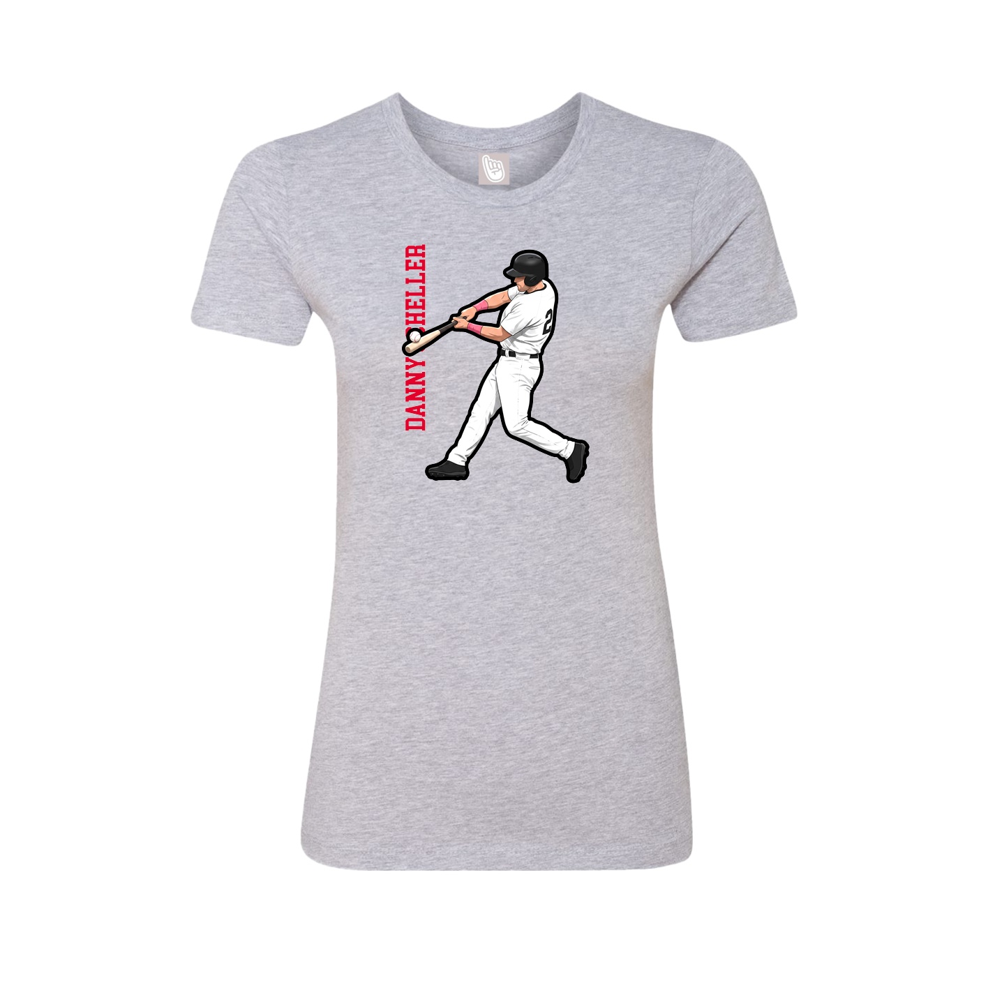Fitted Women's Tee — Name Vertical in Grey