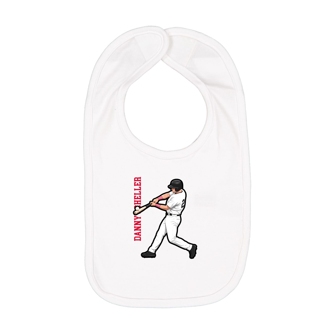Infant Bib — Name Vertical in White