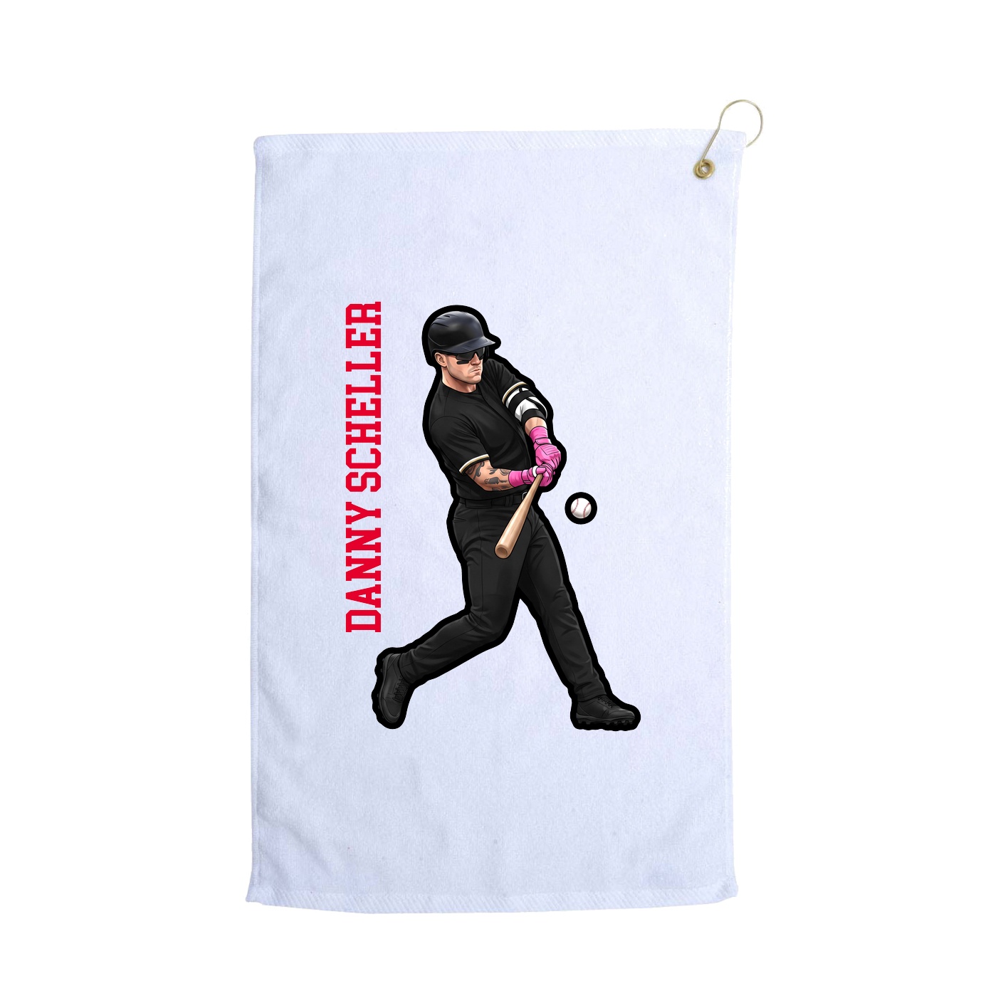 Golf Towel — Name Vertical in White