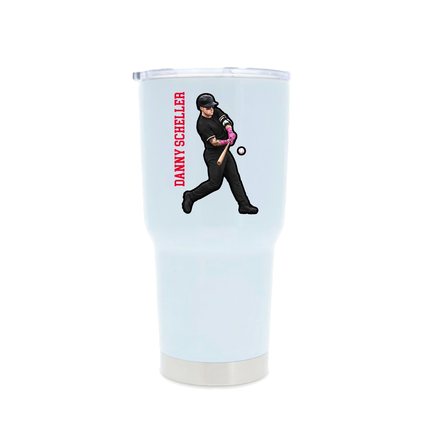 30oz Stainless Steel Tumbler — Name Vertical in White