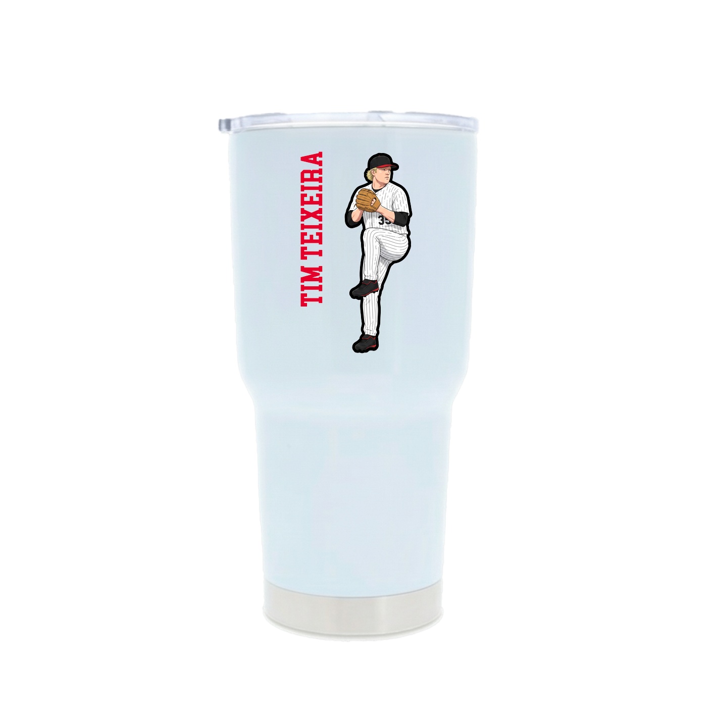 30oz Stainless Steel Tumbler — Name Vertical in White