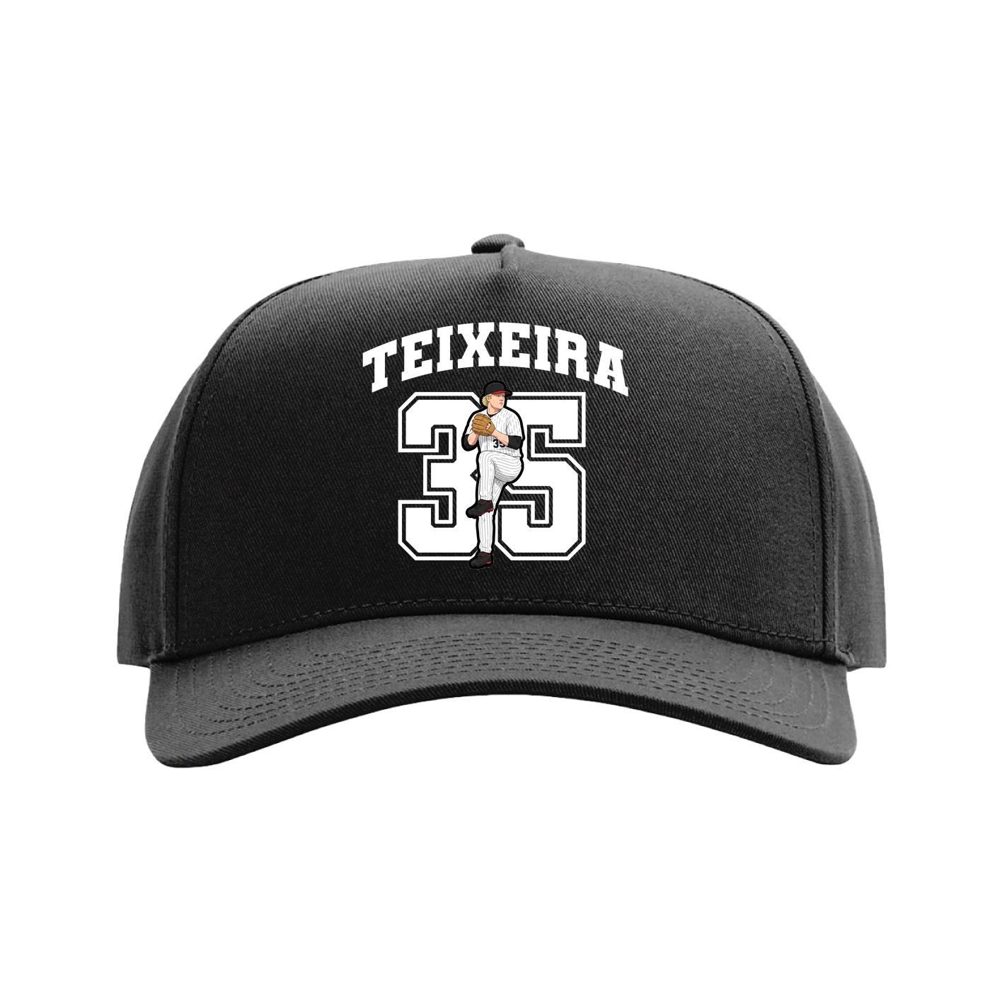 Full Fabric Five-Panel Champ Cap — Number in Black