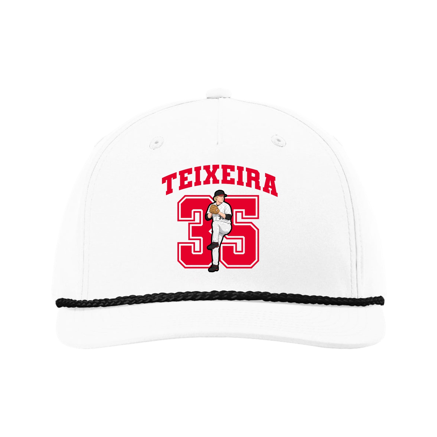 Five-Panel Classic Rope Cap — Number in White