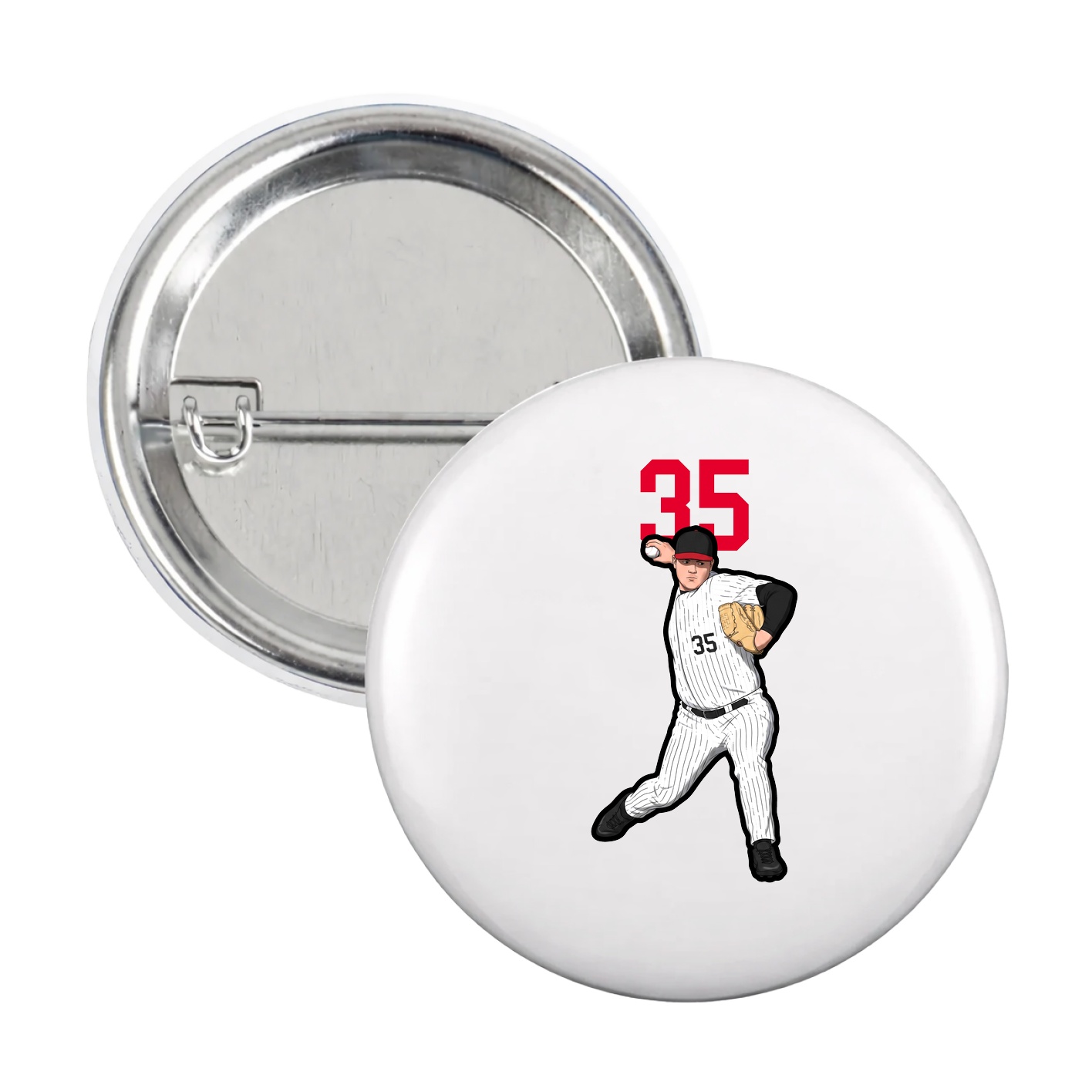 Game Day Button — Number Top in White