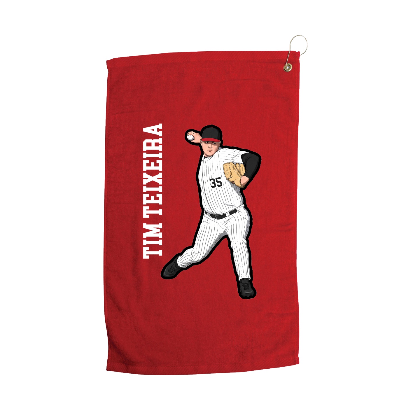 Golf Towel — Name Vertical in Red