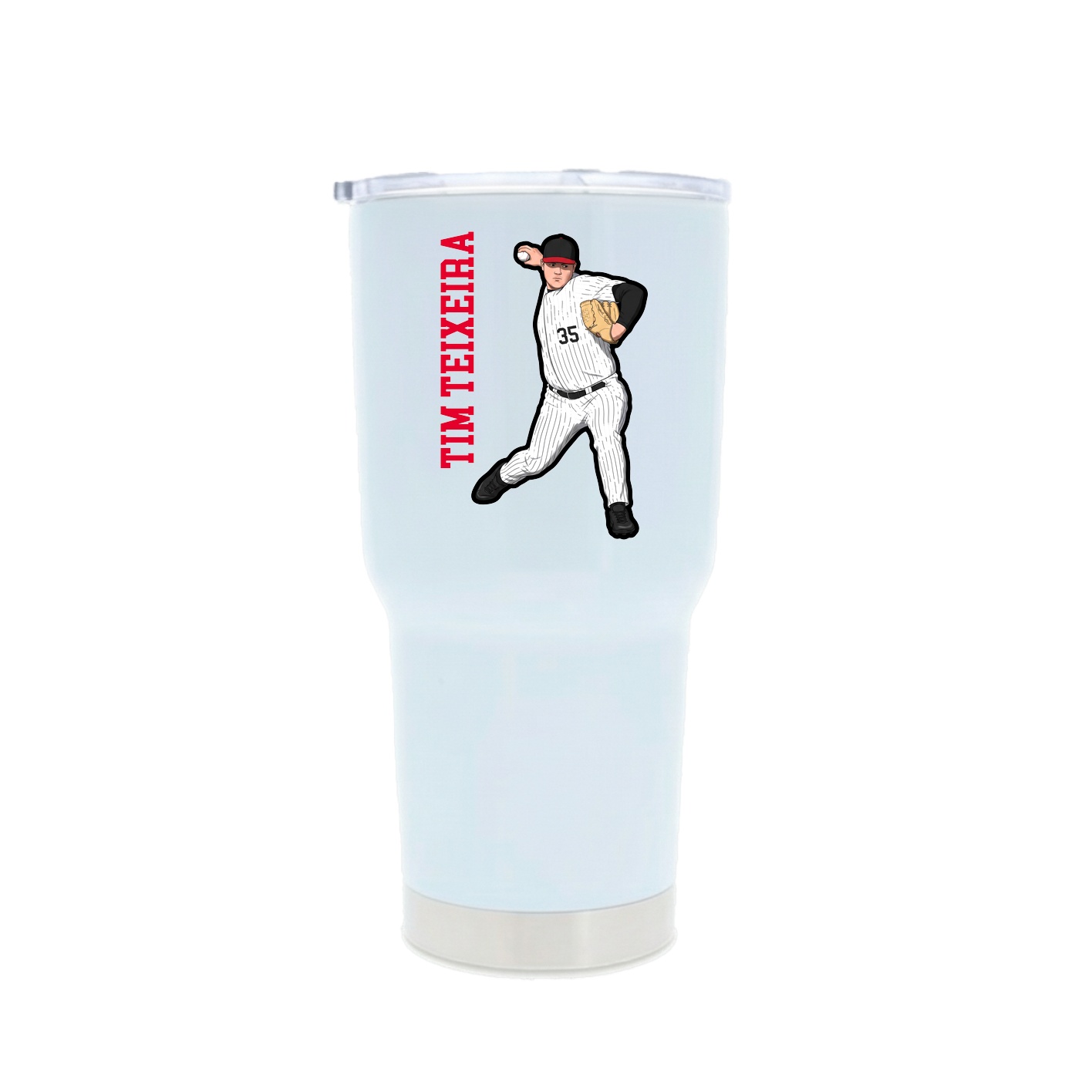 30oz Stainless Steel Tumbler — Name Vertical in White