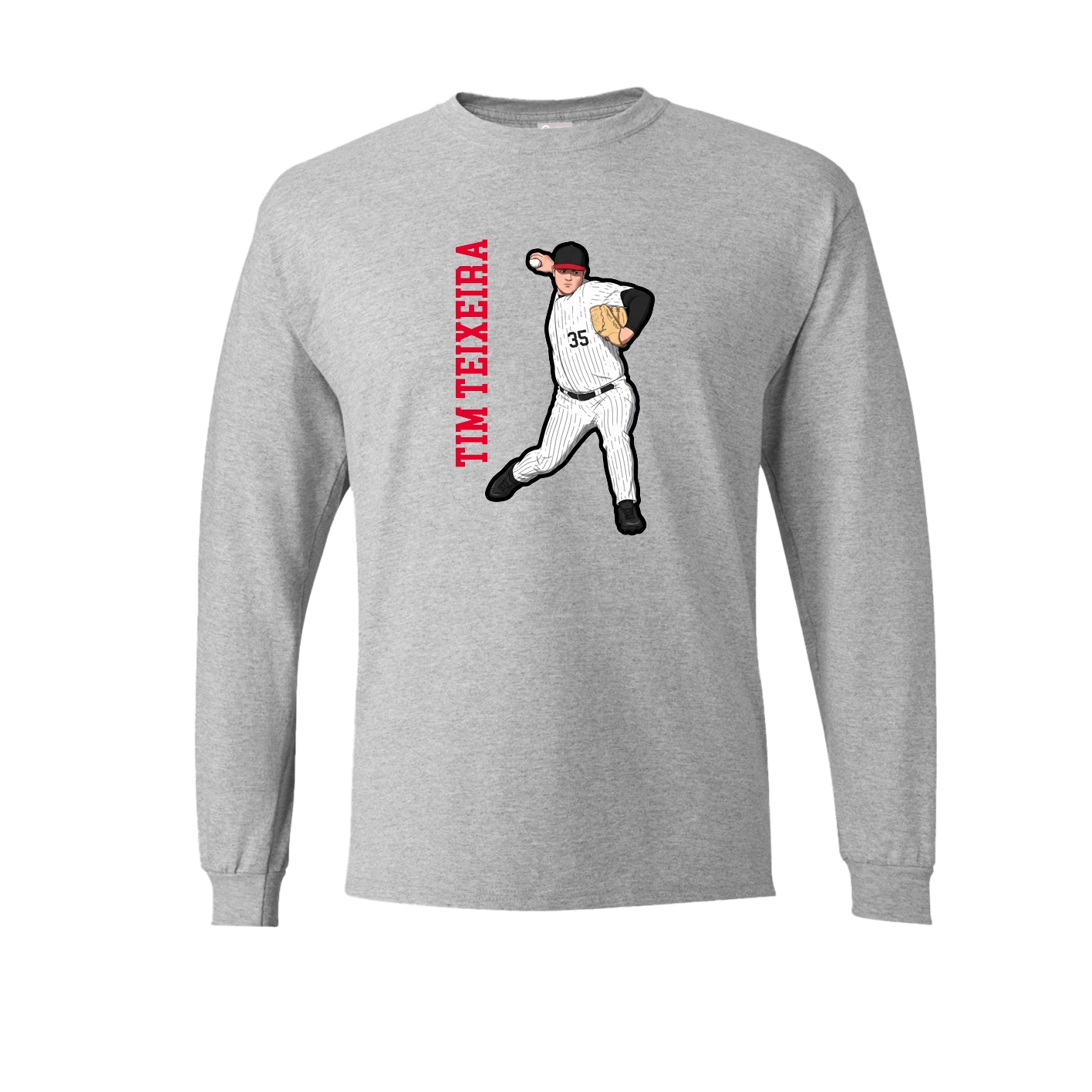 Long Sleeve Tee — Name Vertical in Grey