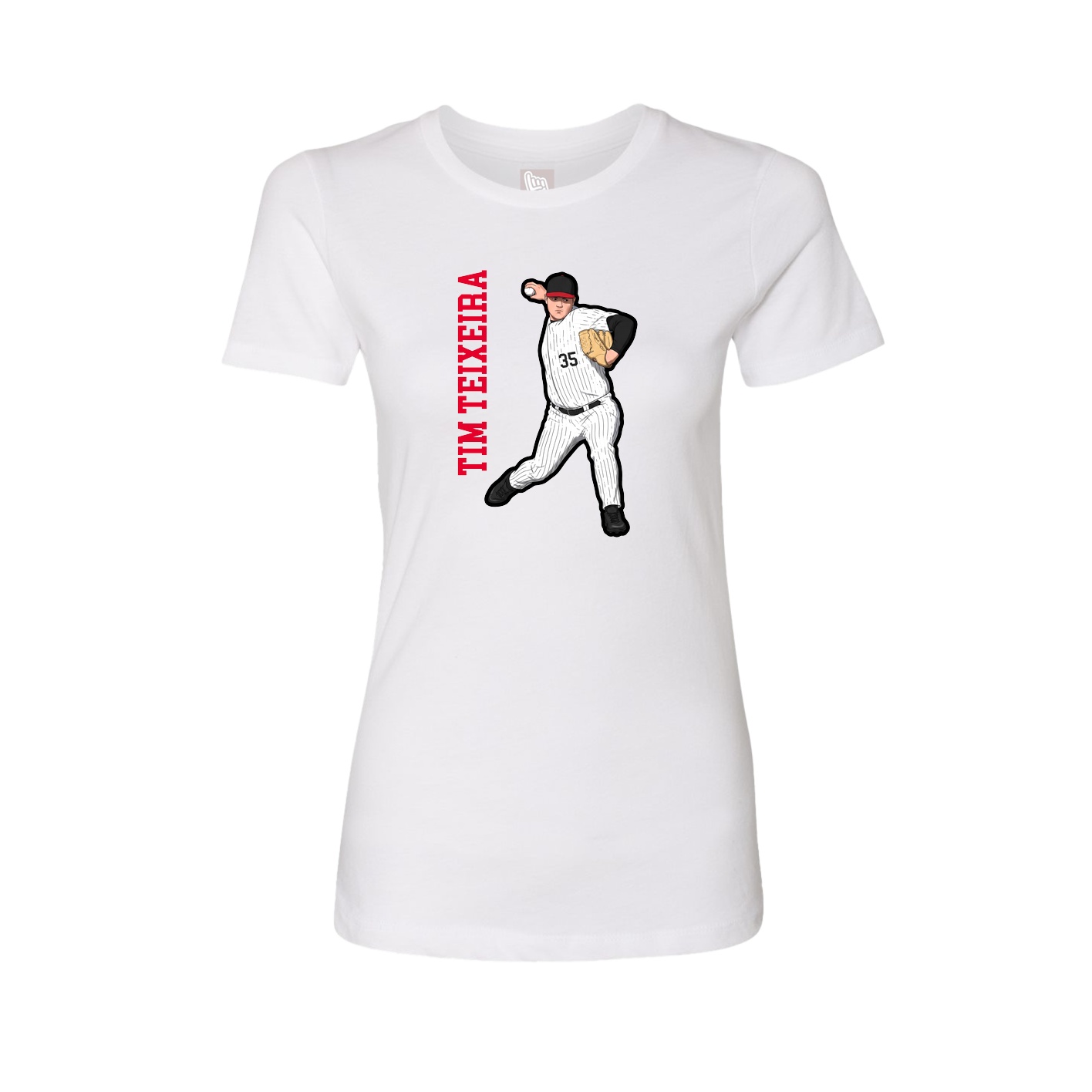 Fitted Women's Tee — Name Vertical in White
